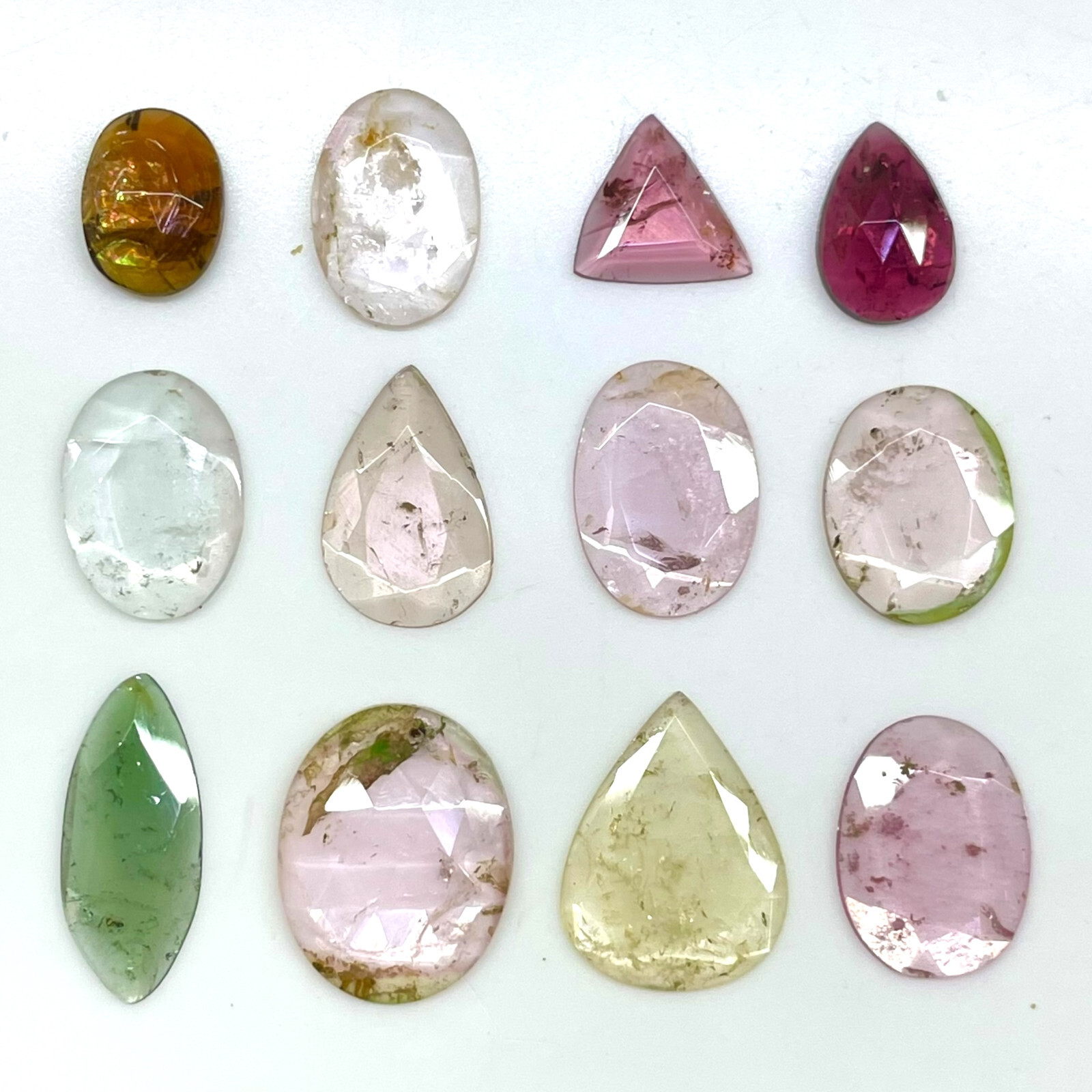 12 Pcs Natural Tourmaline Lot 20.50 Cts Flat Rose Cut Untreated Loose Gemstones