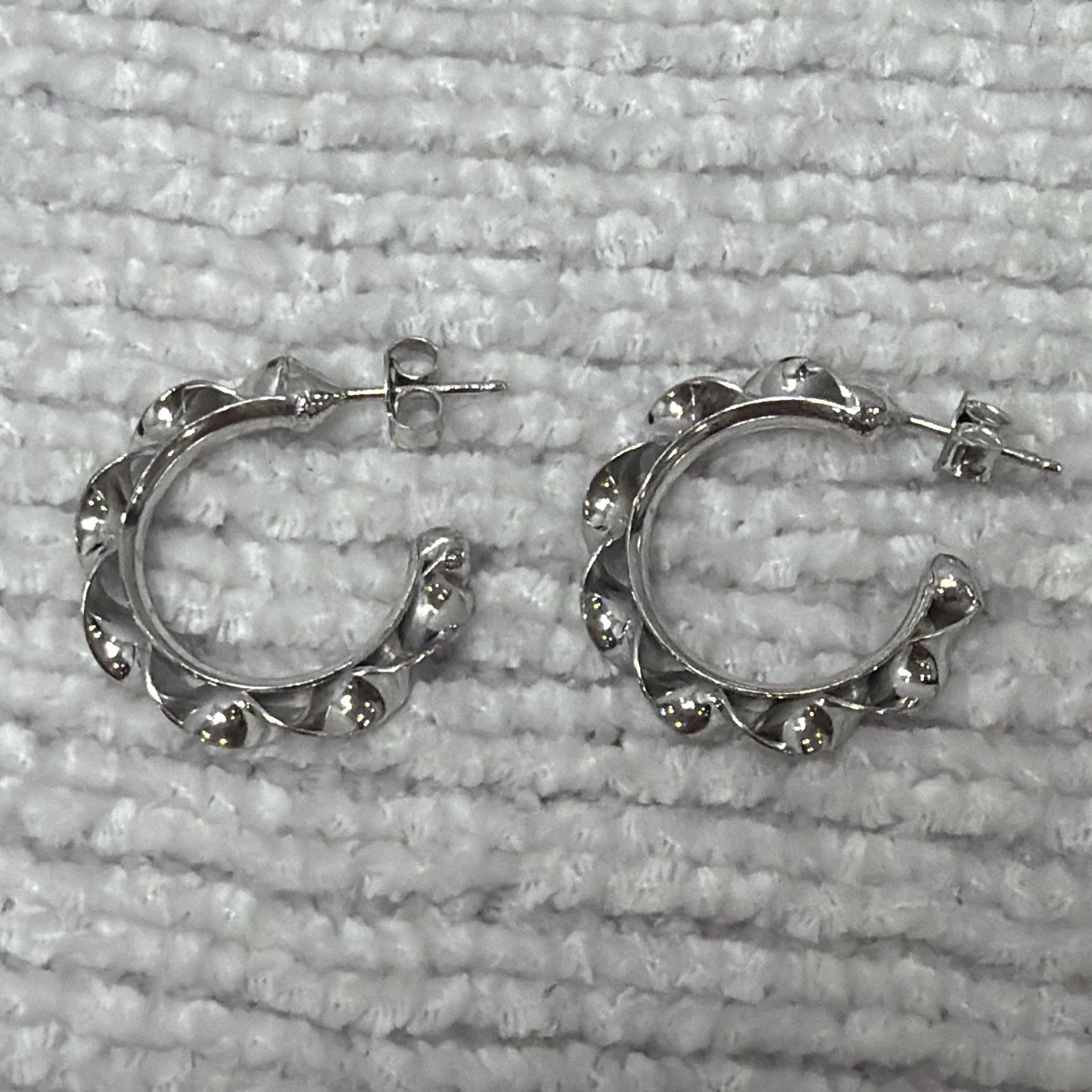 New 925 Sterling Silver Twisted Hoop Earrings 24.7MM Round
