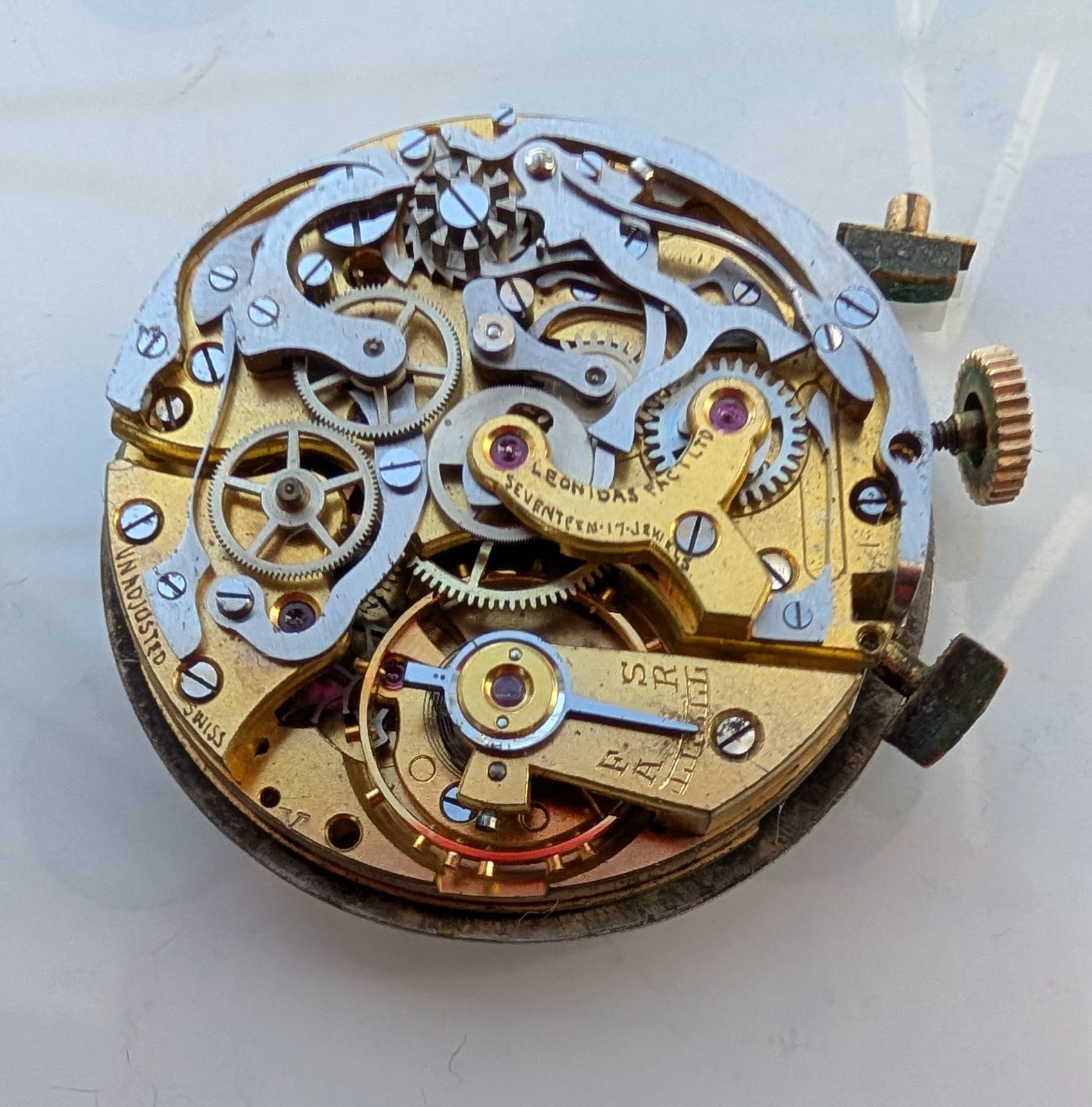 Genuine Leonidas Valjoux 71, 17 Jewel Movement in Running Order – Nice!!