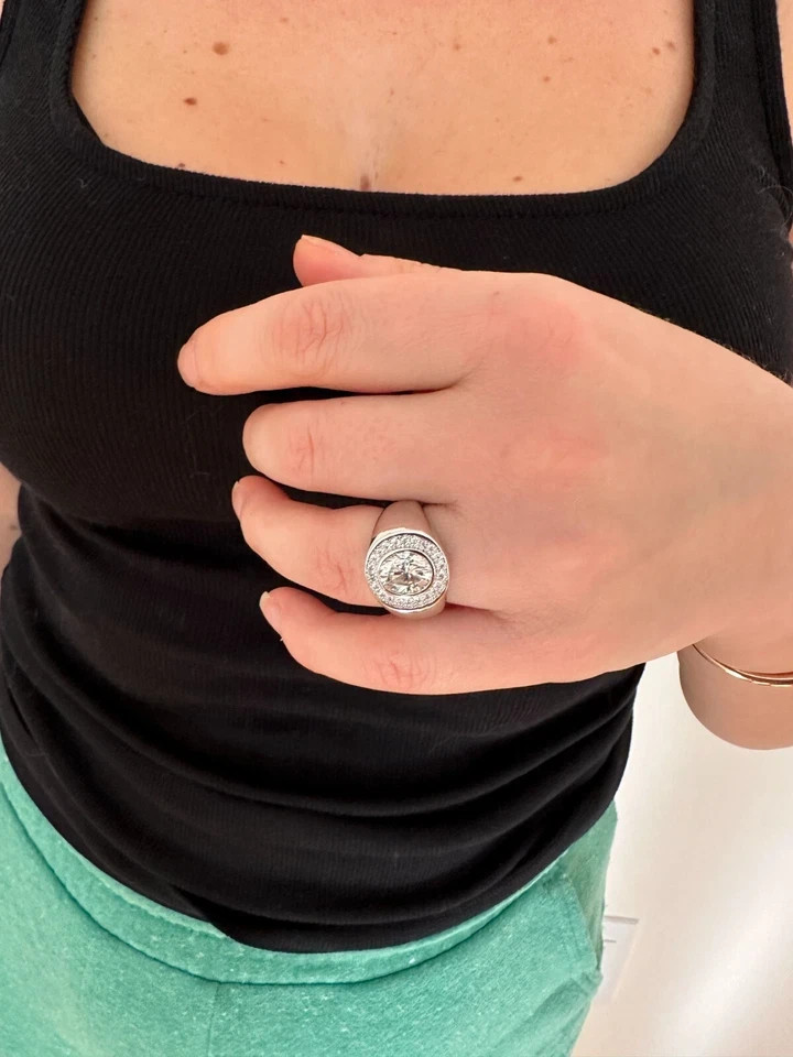 Big 2.4ct Oval Cut MOISSANITE Solitaire Men’s Real Solid 925 Silver Ring Pinky