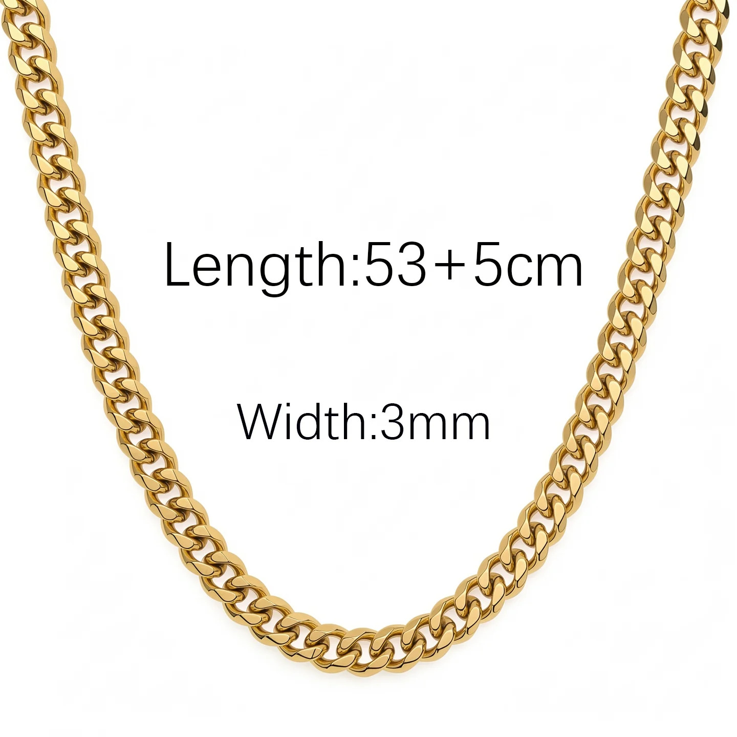 European and American Hip-Hop 6-sided Polished Cuban Chain, Colorfast Titanium S