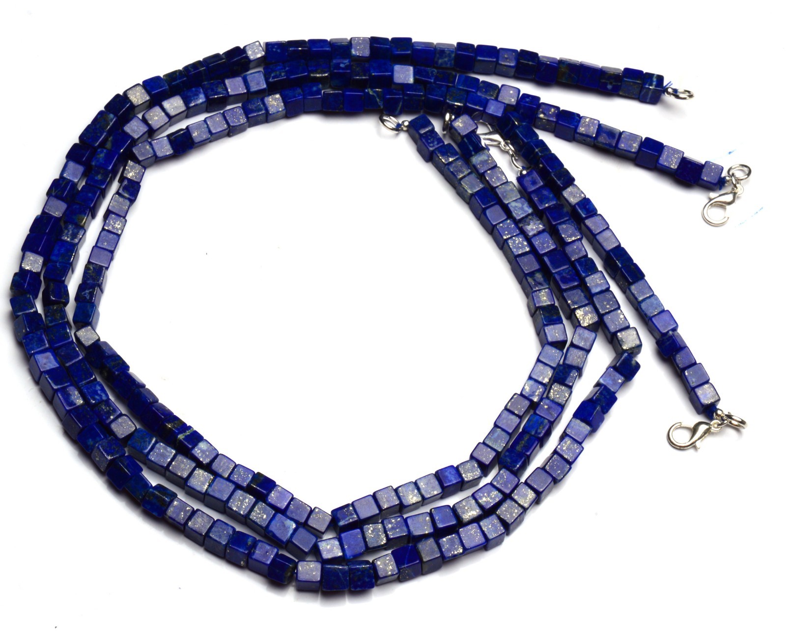 Natural Gem Afghanistan Lapis Lazuli 5MM Approx Size Cube Beads Necklace 17″