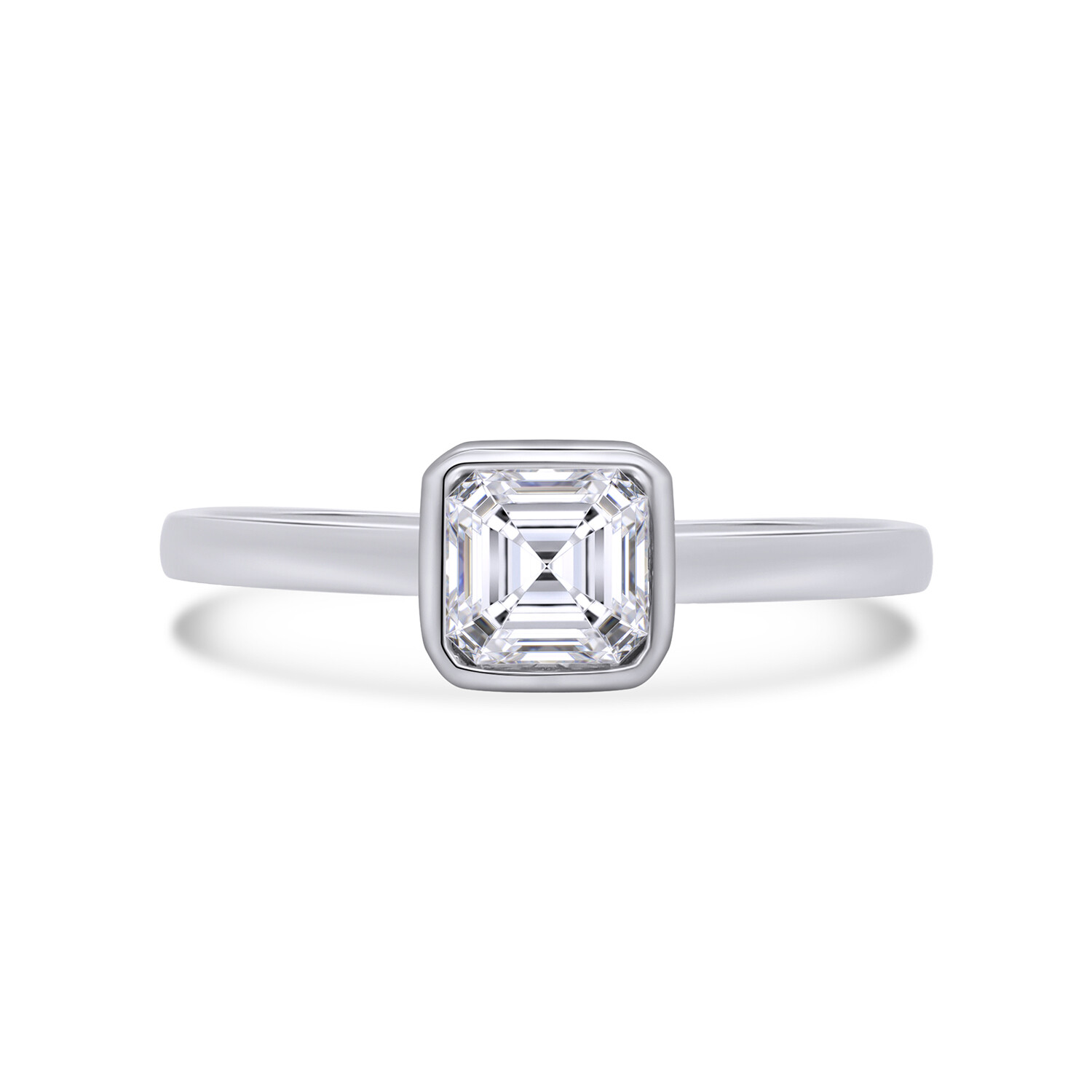 8/9ct Solitaire Engagement Ring Sterling Silver Asscher Lab Created Moissanite