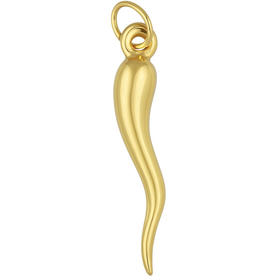 Solid 1/20 14K Yellow Gold Real Italian Horn Cornicello Pendant Necklace Charm