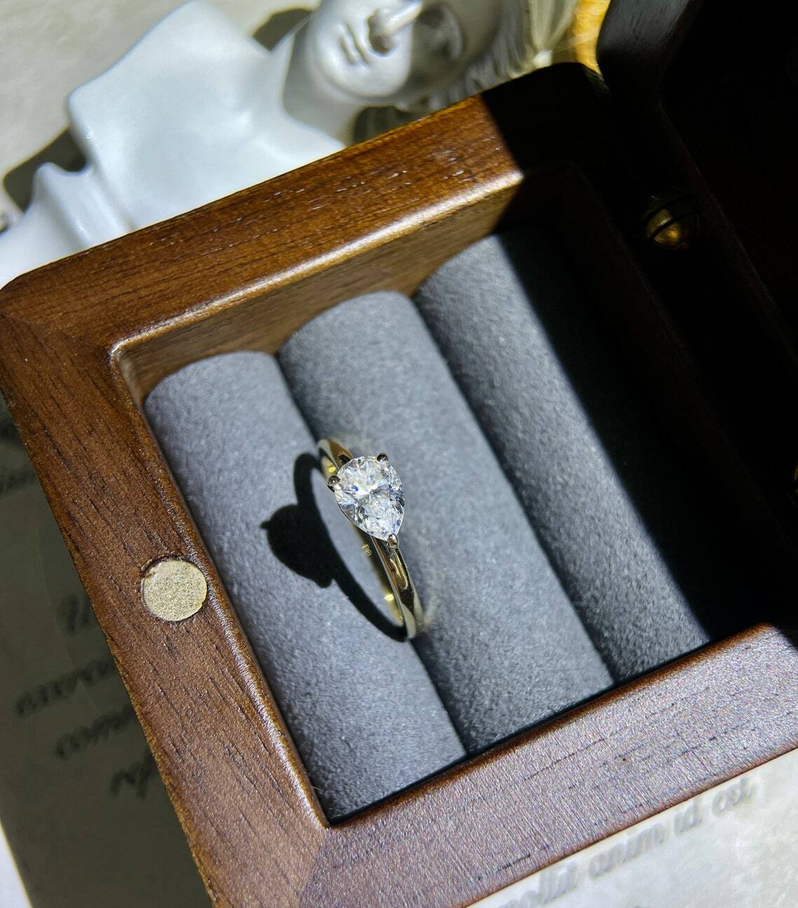 Vintage East West 7*5mm Pear Moissanite 14K Yellow Gold Filed Engagement Ring