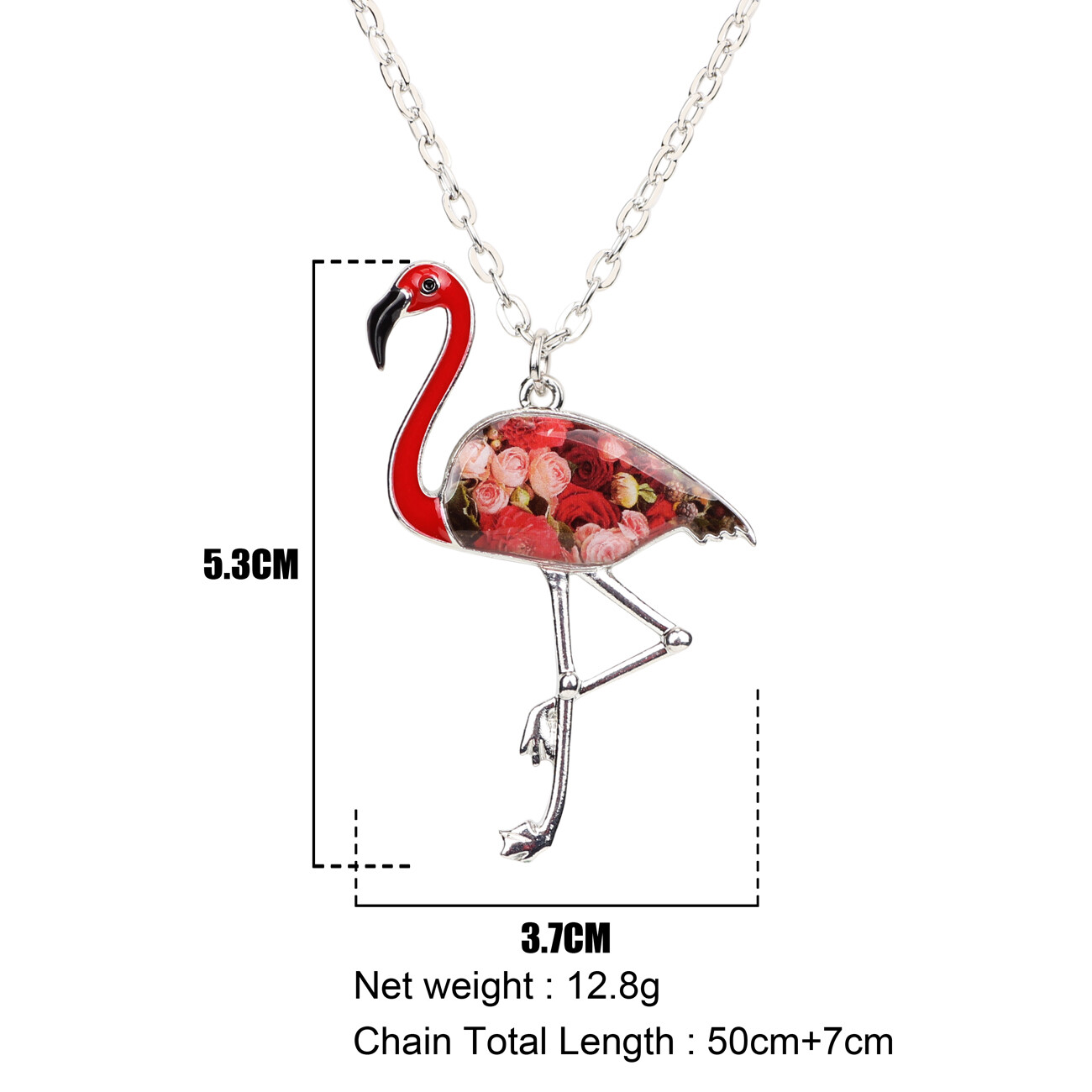 Enamel Alloy Cute Flamingo Bird Necklace Pendant Animals Charms Jewelry Gifts