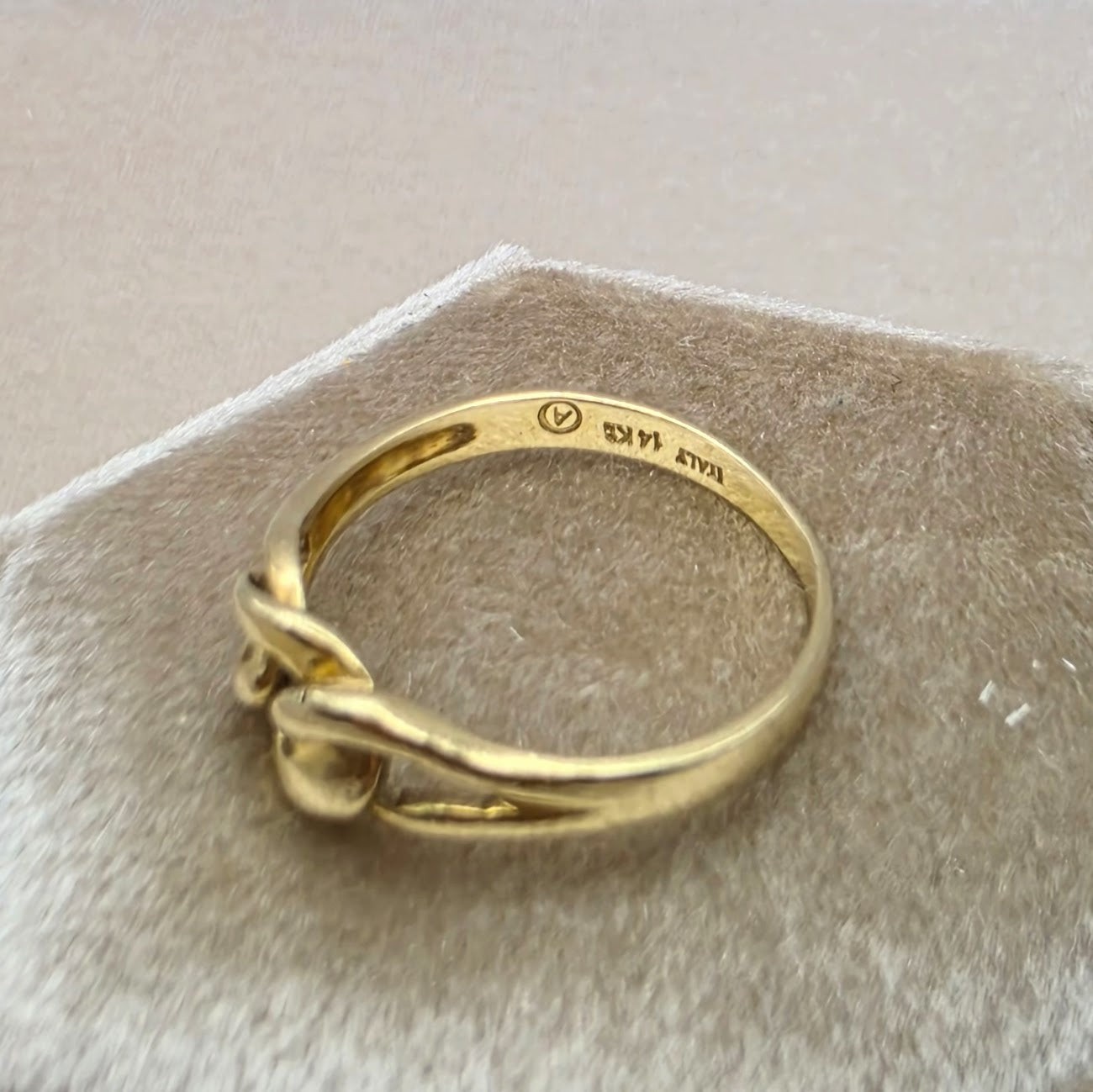 Vintage Italian 14K Gold Love Knot Ring, Chain Link Style Size 5