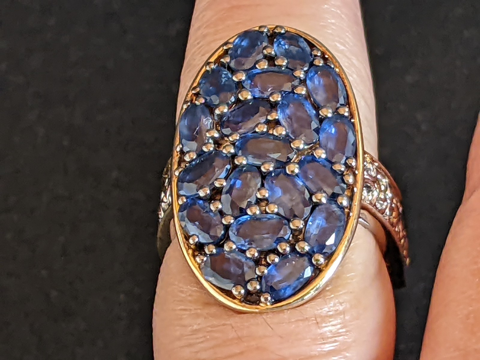 Michael Valitutti Sterling 925 Gold Gems En Vogue Royal Blue Sapphire Ring Size6