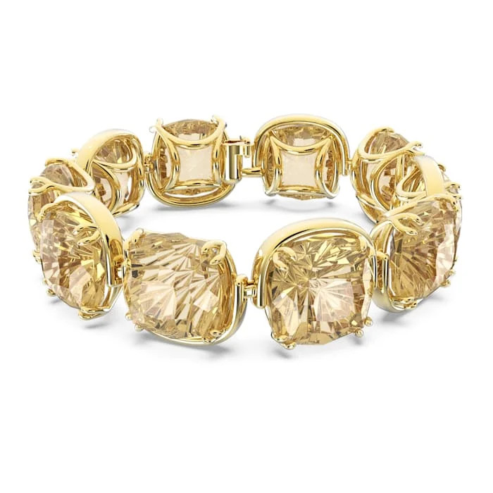Candy Crystal Necklace Bracelet Earring Ring Set Gold Color Women Jewelry