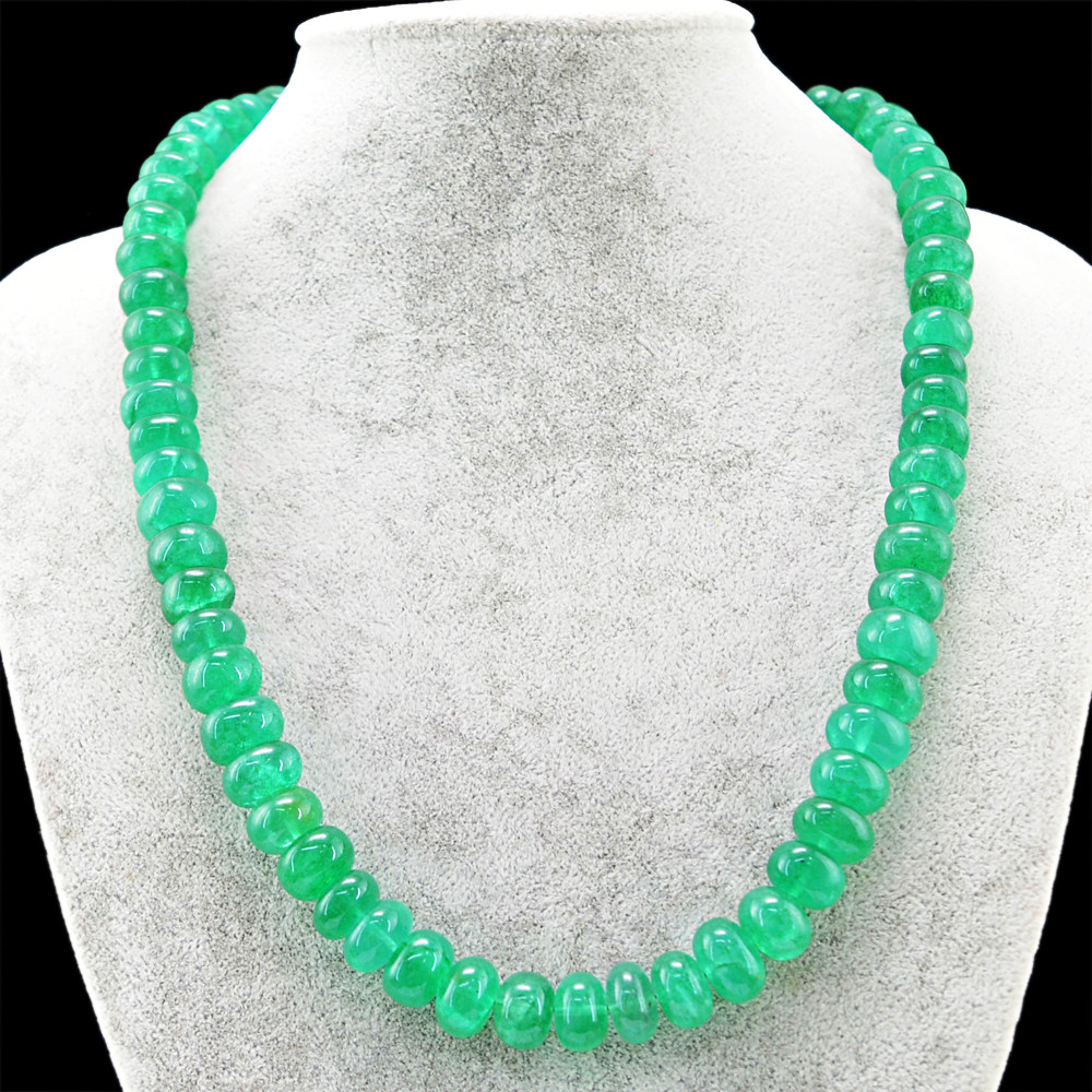 Round 581.50 Cts Earth Mined 20 Inches ENHANCED Emerald Beads Necklace (DG)