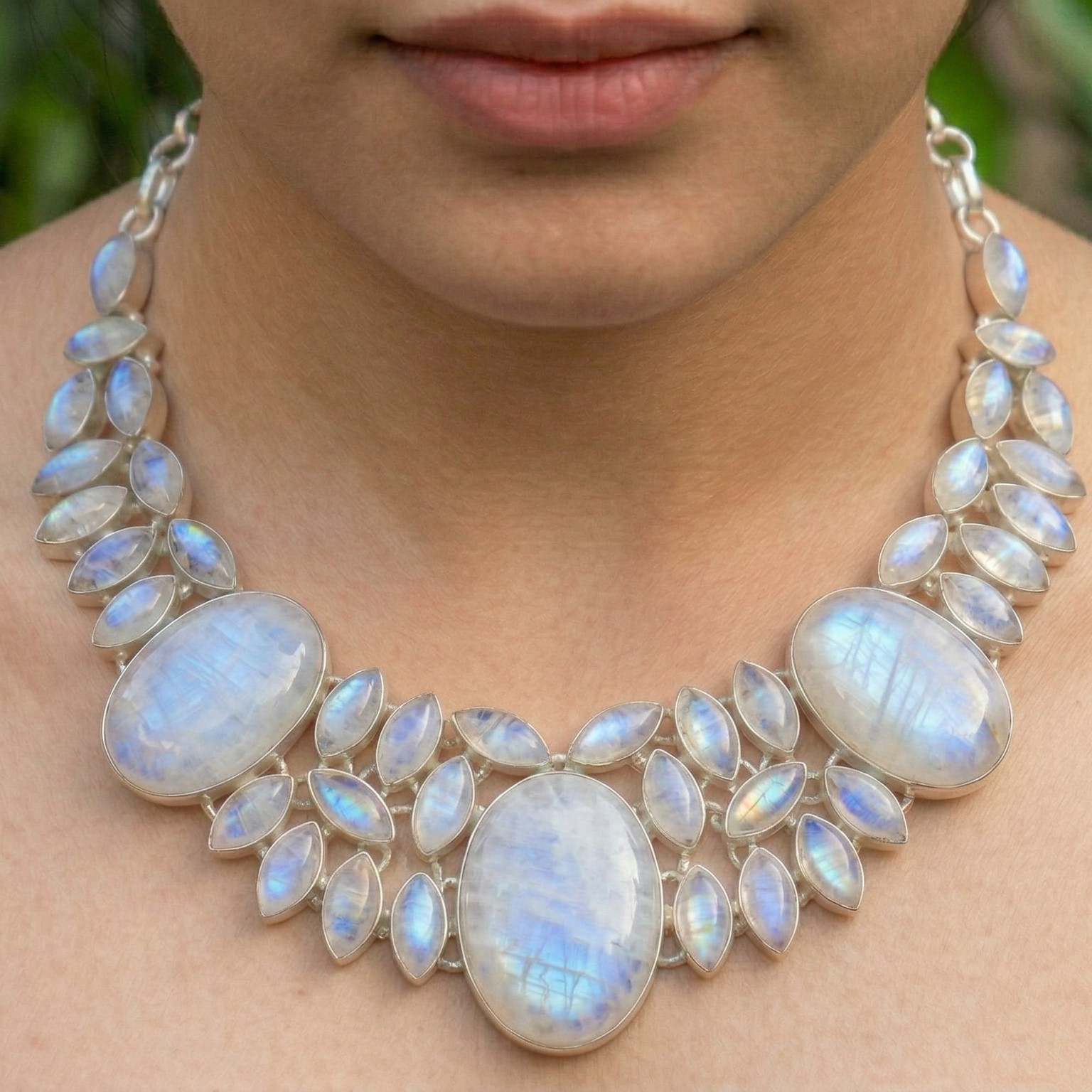 Moonstone Gemstone Handmade 925 Sterling Silver Jewelry Necklace Size-17-18″