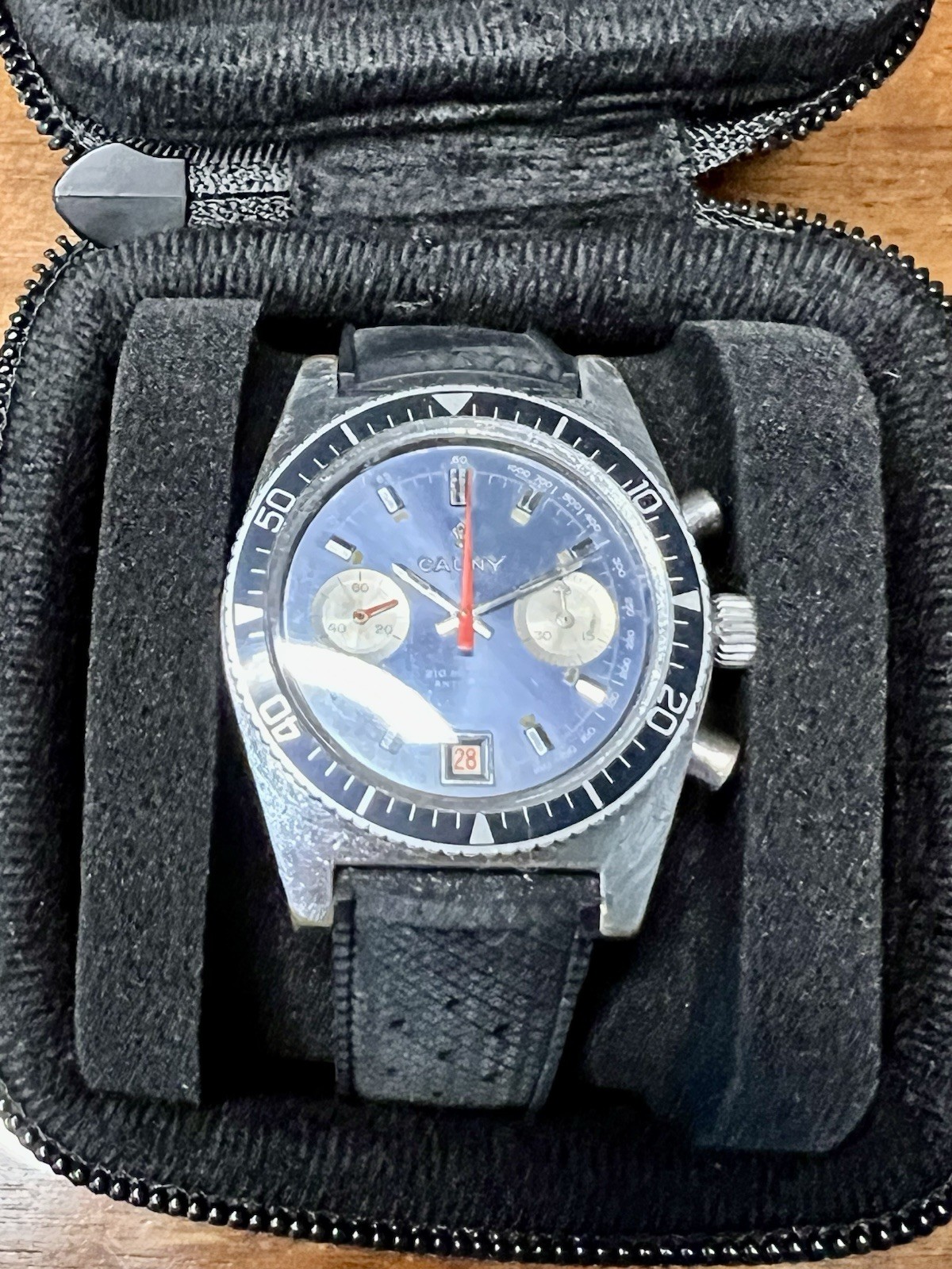 Vintage Swiss Jumbo Cauny Prima Chronograph Diver – Valjoux 7734 – Rare Model