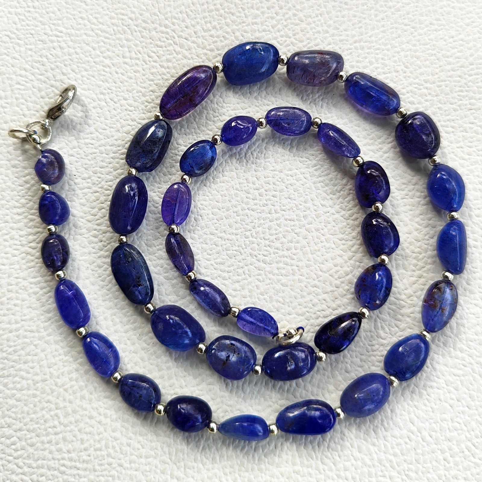 Tanzania Bicolor Tanzanite Smooth Nugget Beads Necklace 17.5 Inch 9-12mm Gems