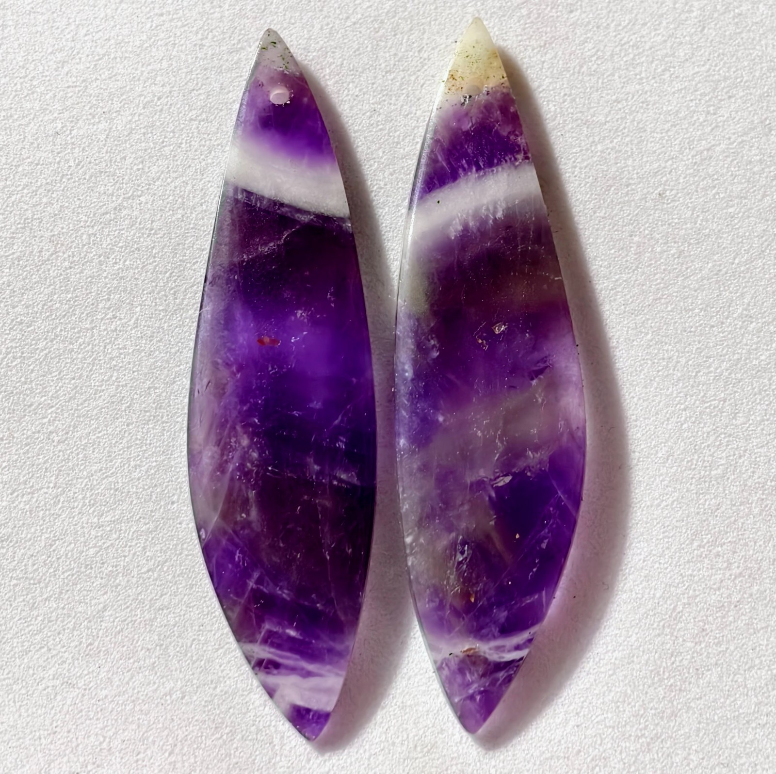 25 Cts Natural Amethyst Drilled Pair Cabochon Gemstone For Earrings 44.4X11.7 MM