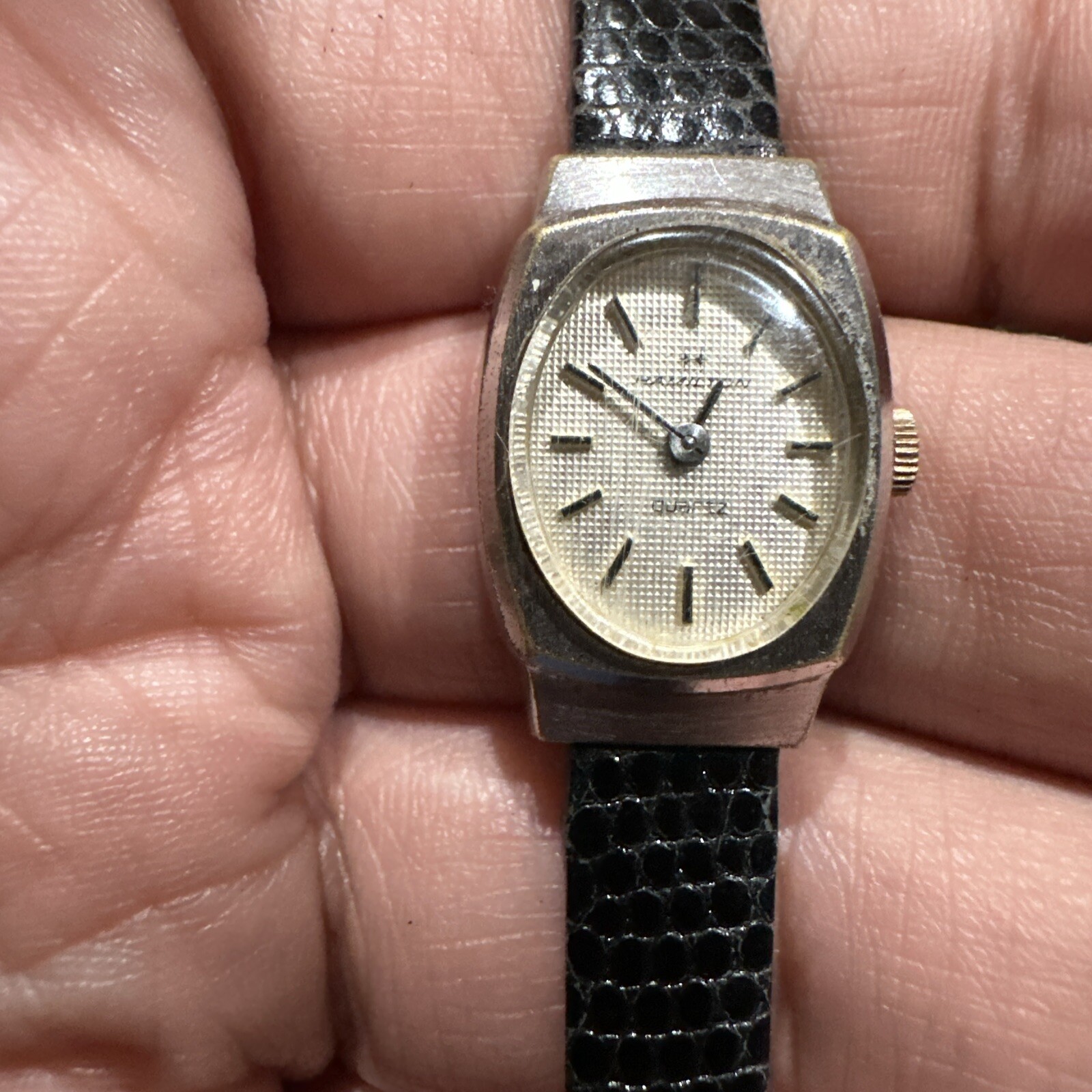 Hamilton Vintage Women’s Watch Running Slow Black New Leather Kreisler Strap