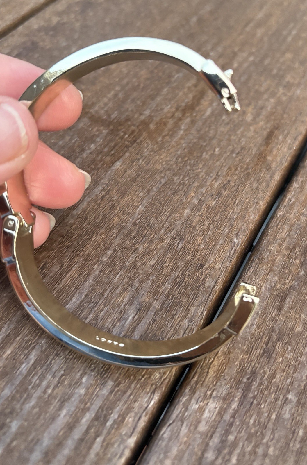 Ann Taylor Loft Marble Gold Tone Hinged Bracelet