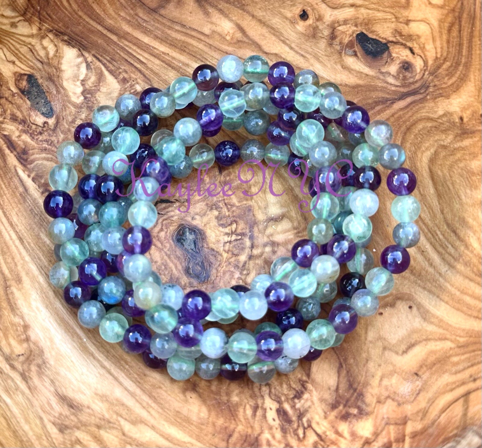 Wholesale 6 Pcs Crown Chakra 6mm 7.5” Crystal Healing Stretch Bracelet