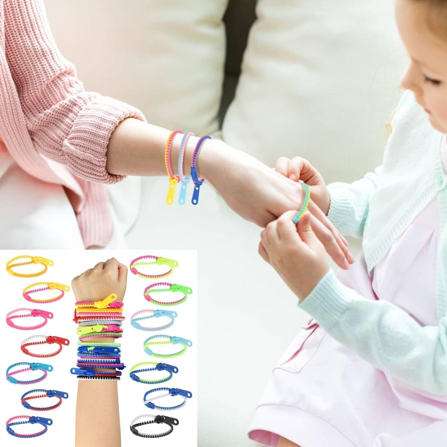 10 x Zip Zipper Unisex All Ages Bracelet Stress Relief Sensory Focus Fidget Toy