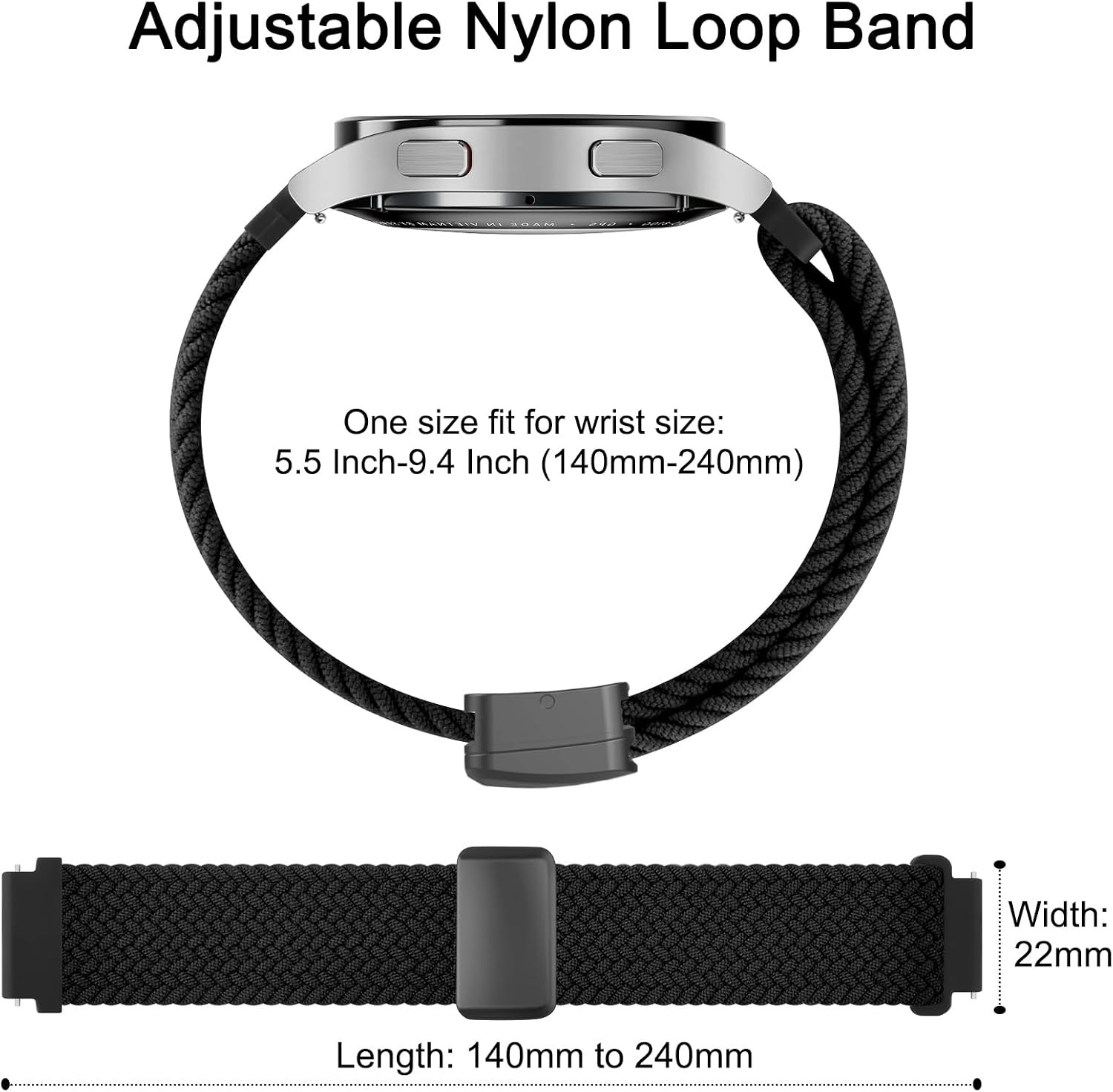 Magnetic Braided Strap for Amazfit Bip 6 / Bip 5 Watch Band, Amazfit GTR 4 Bands