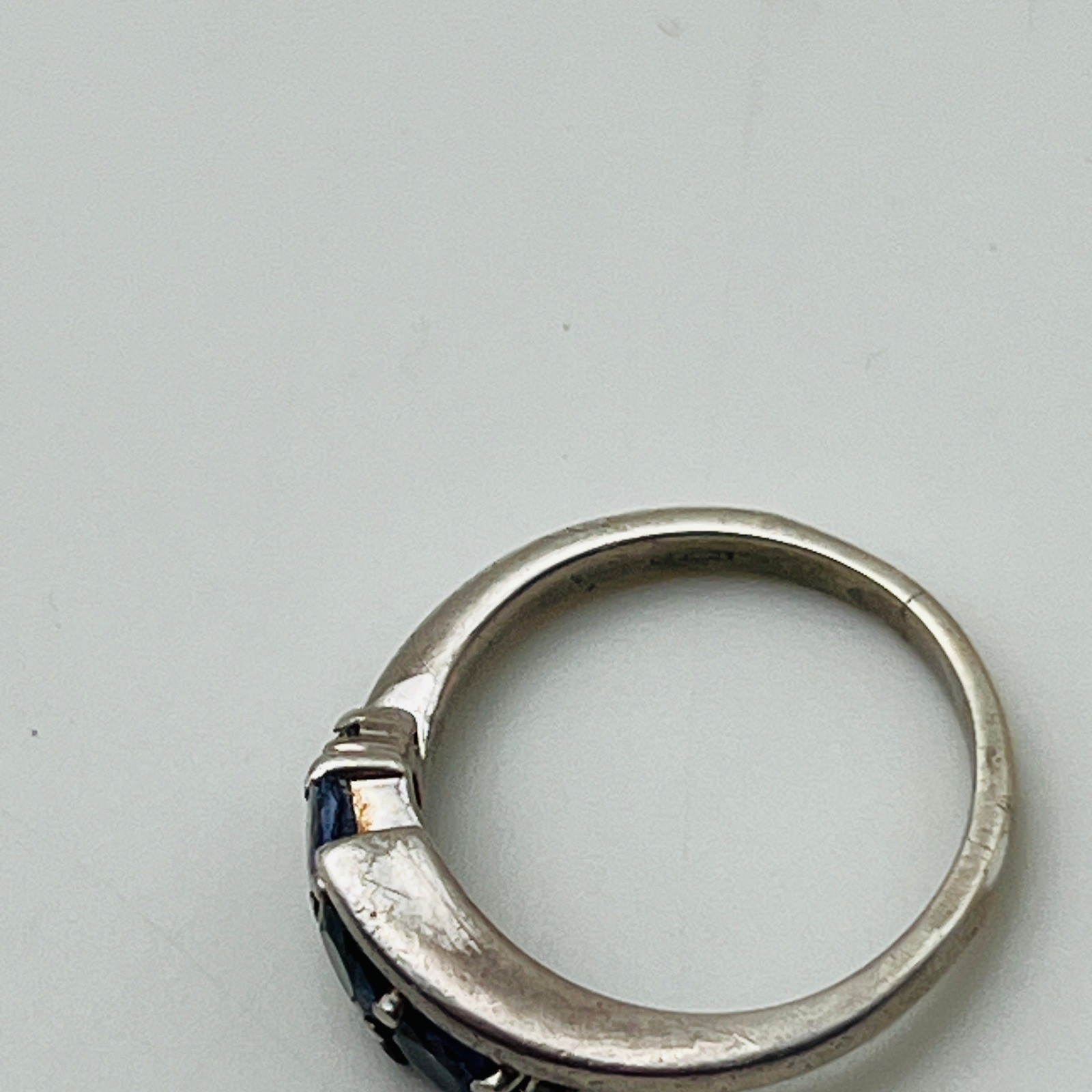 Vintage Blue Stone Bypass Ring Size 6 Sterling Silver Modern Twist Style 925