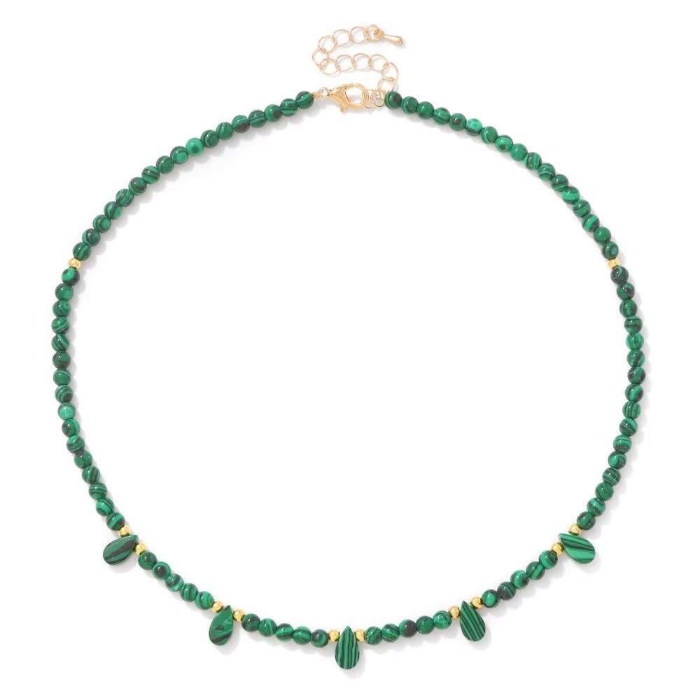 Malachite Natural Stone Necklace Healing Crystal Handmade Jewelry