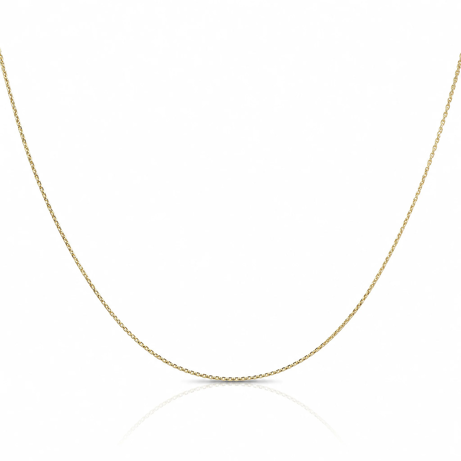 10K Yellow Gold .8mm Diamond-Cut Round Open Link Cable Chain Necklace 16″-24″