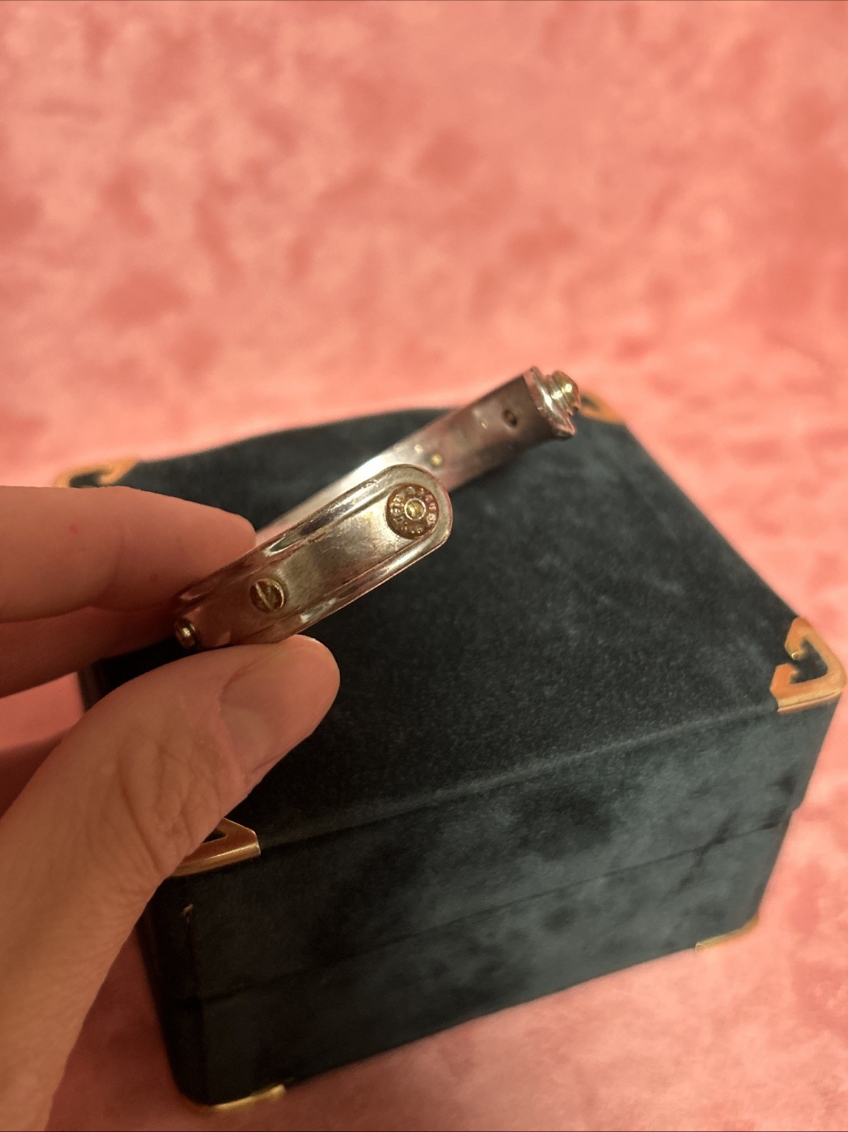 Henri Bendel Screw Cuff Bracelet Silvertone w/ Goldtone Screws