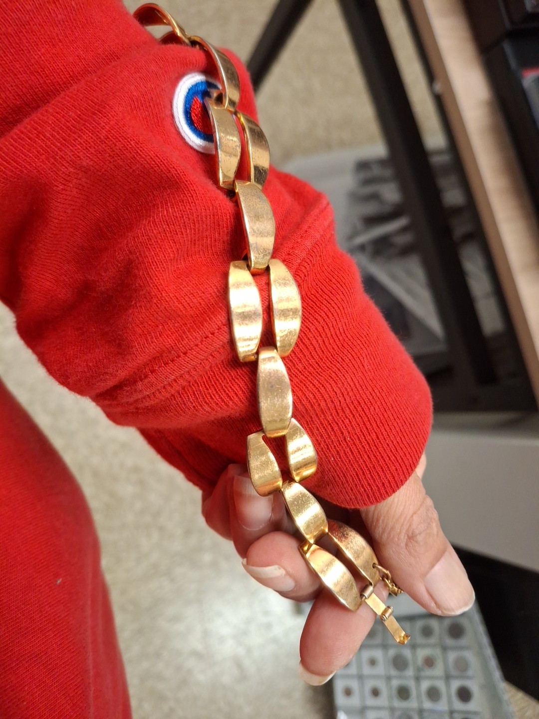 Vintage Monet Jewelers Gold Plated Chunky Double Link Bracelet With Safety Chain