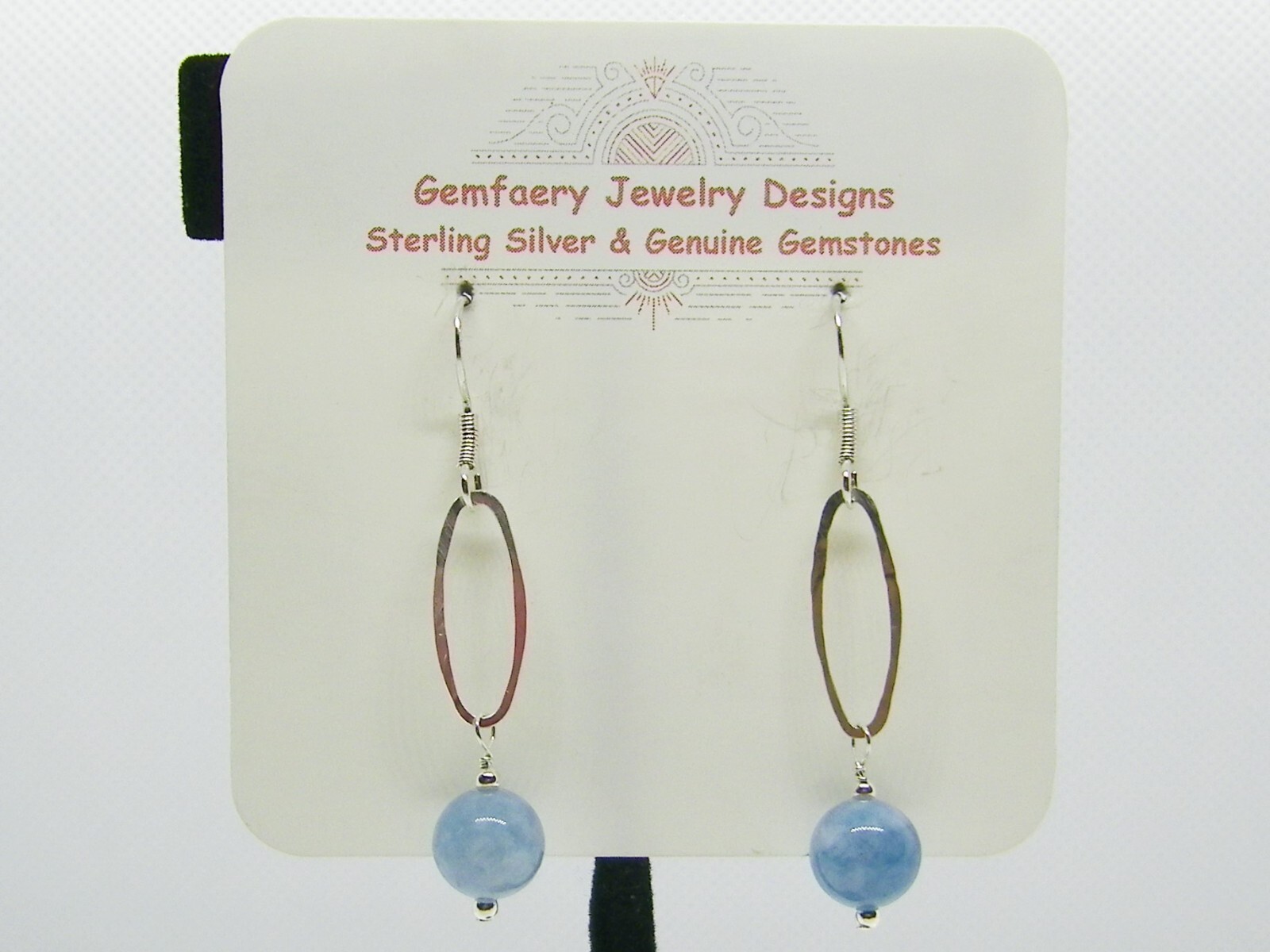 Sterling Silver Wire-Wrap AQUAMARINE Gemstone Earrings #1887…Handmade USA