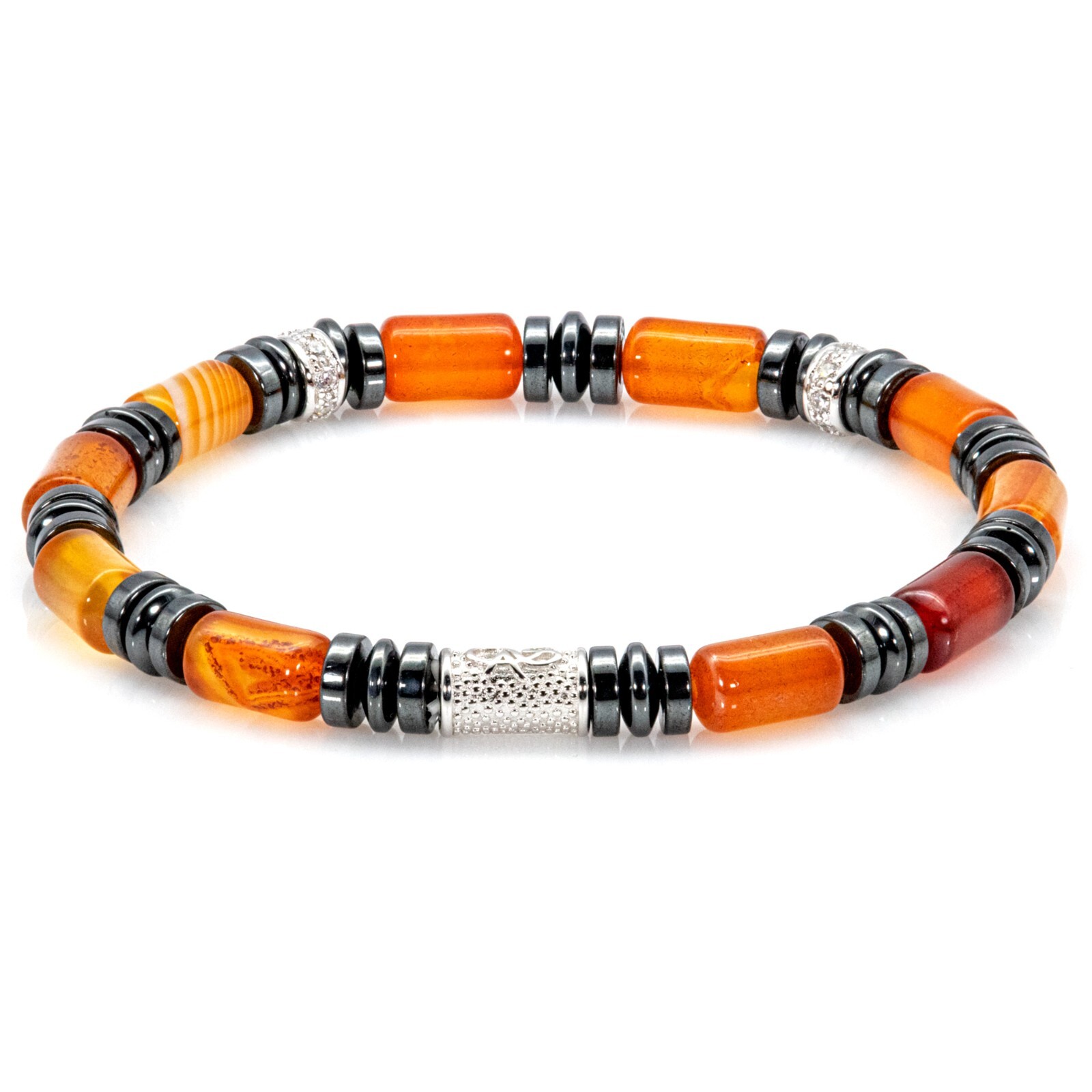 Pearl Bracelet Red Agate Beads 6mm 925 Sterling Silver MPIII
