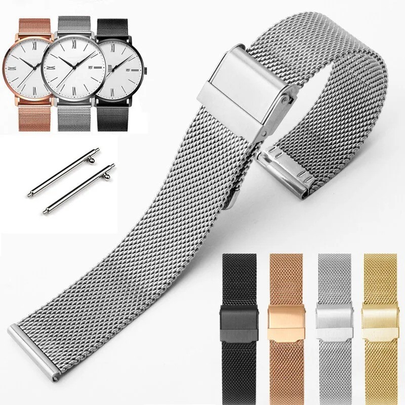 12–24mm Stainless Steel Mesh Metal Watch Strap Band Unisex