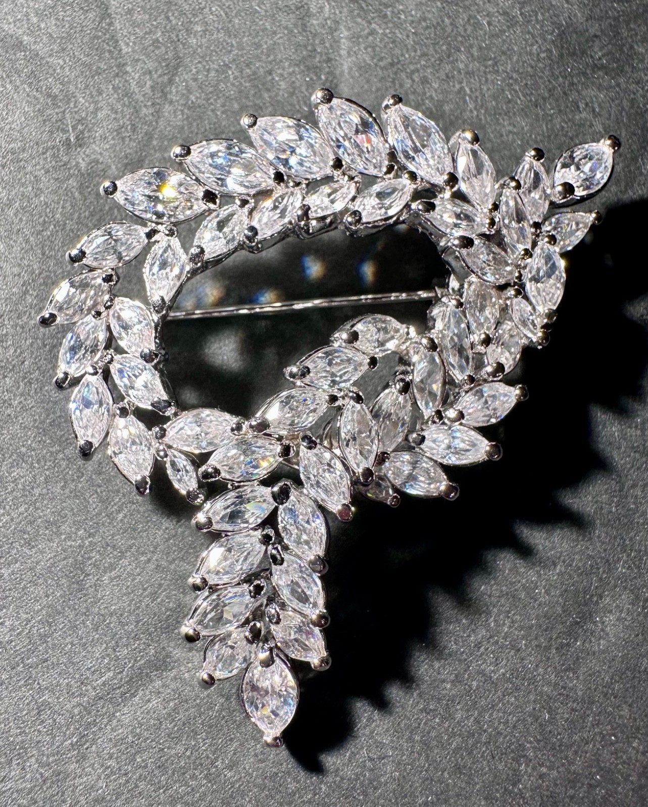 VTG Nolan Miller Glamour Collection Magical Marquise Knot Pin Red Carpet Bling