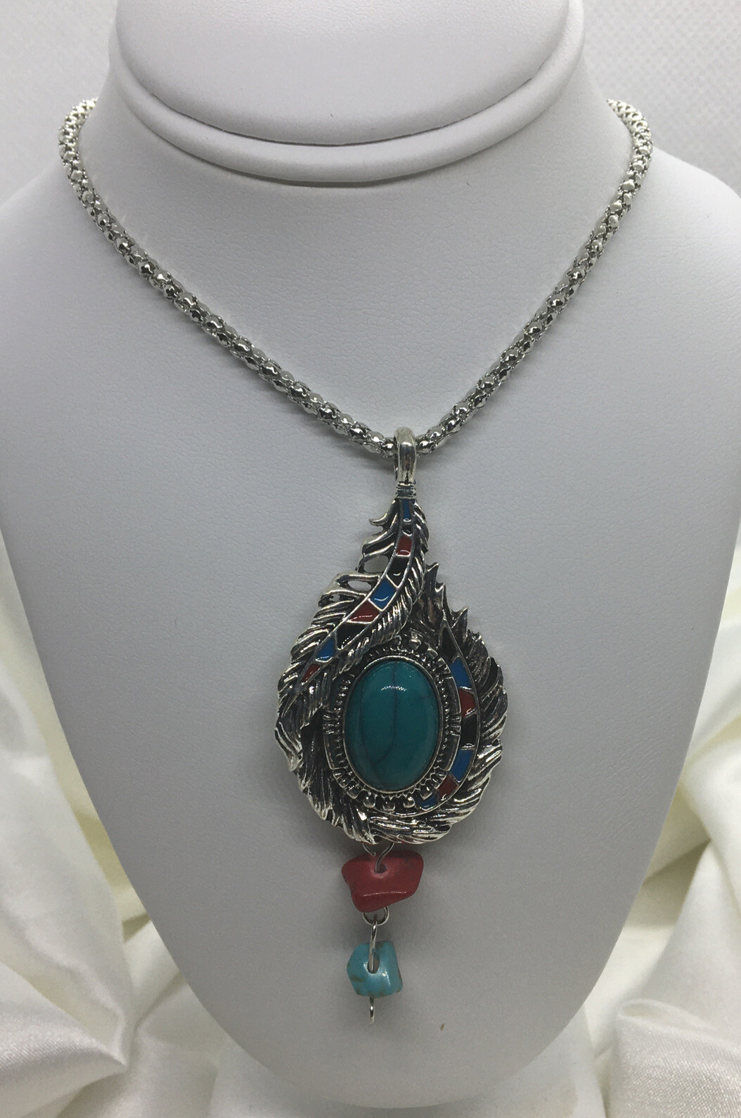 Chakra Healing Carnelian Necklace Bohemian Retro 20-22 Inch Silver-Tone New 1883