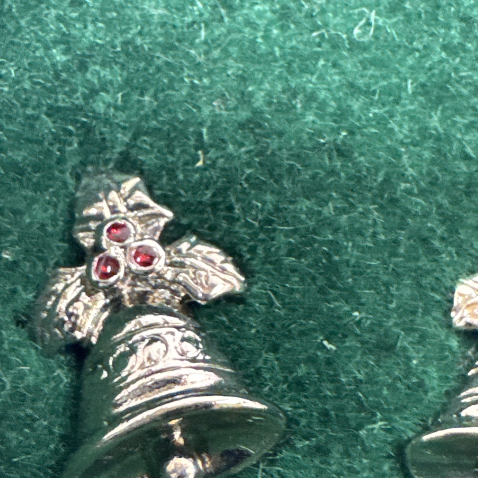 New Boxed Silver tone Christmas Jingle Bells Pierced Earrings