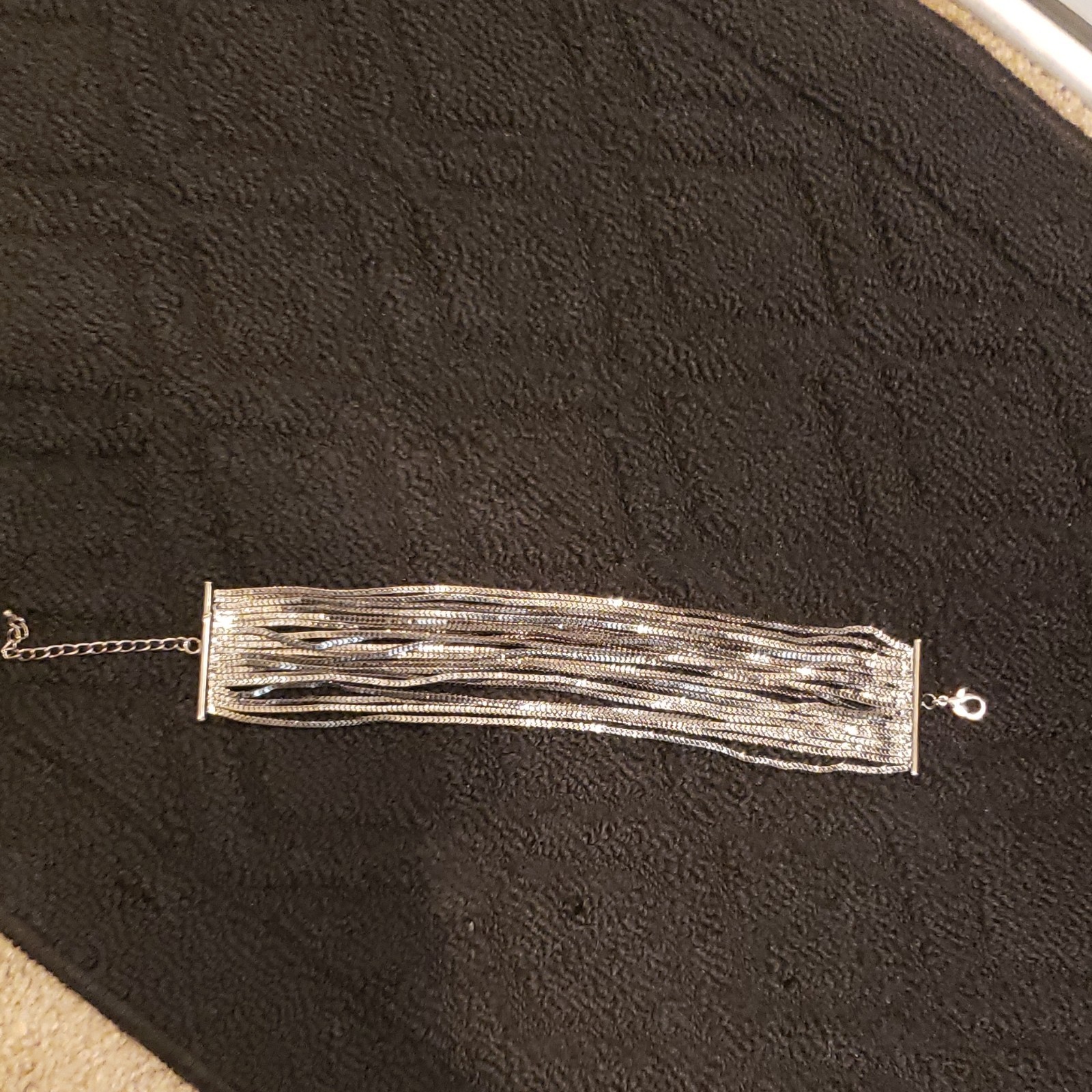 Silver Tone Multi-Strand Snake Chain Rectangular Bar Link Bracelet Lobster