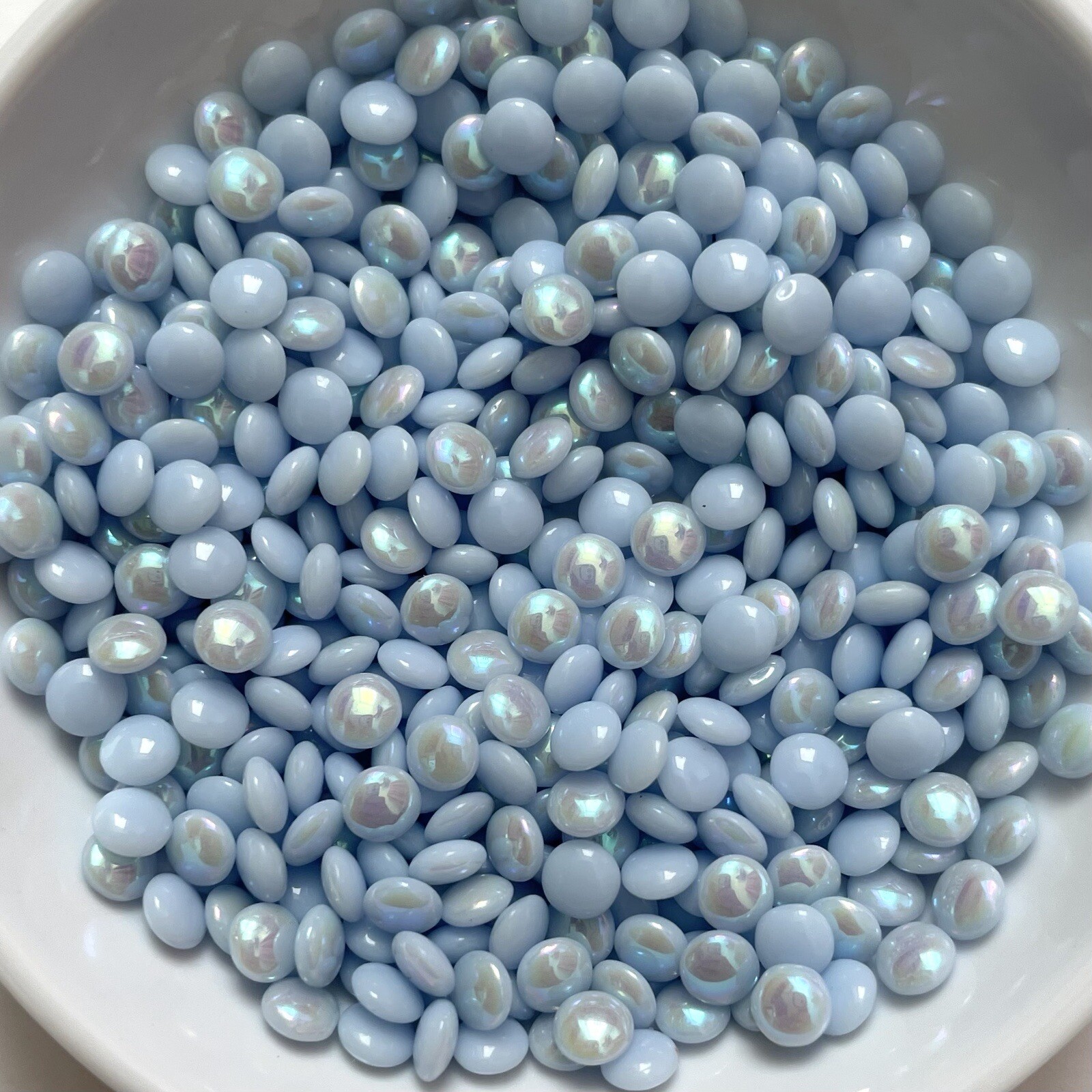 48 Vintage AB Baby Blue Cabochons 4mm Glass West German SS17 Stones C6-52