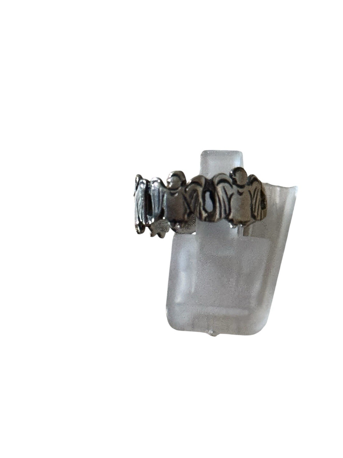 Vintage Designer Signed SE Sterling Silver 5 ANGELS IN A ROW Ring (Size 5.75)