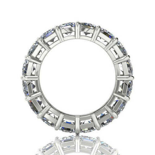 7.36 Ct Emerald Cut Lab-Created Diamond Eternity Band 14k White Gold Finish 8 9