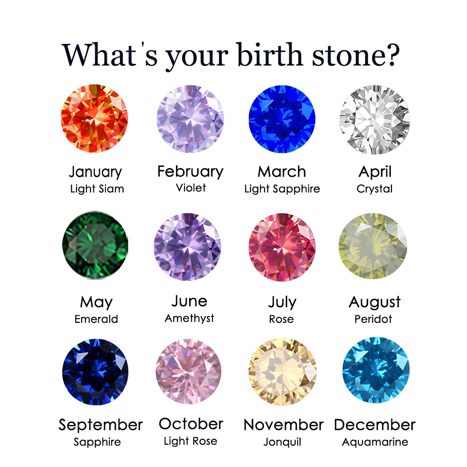 Birthstone Stud Earrings Stainless Steel Push Back CZ Women Girls Gift 12 Month