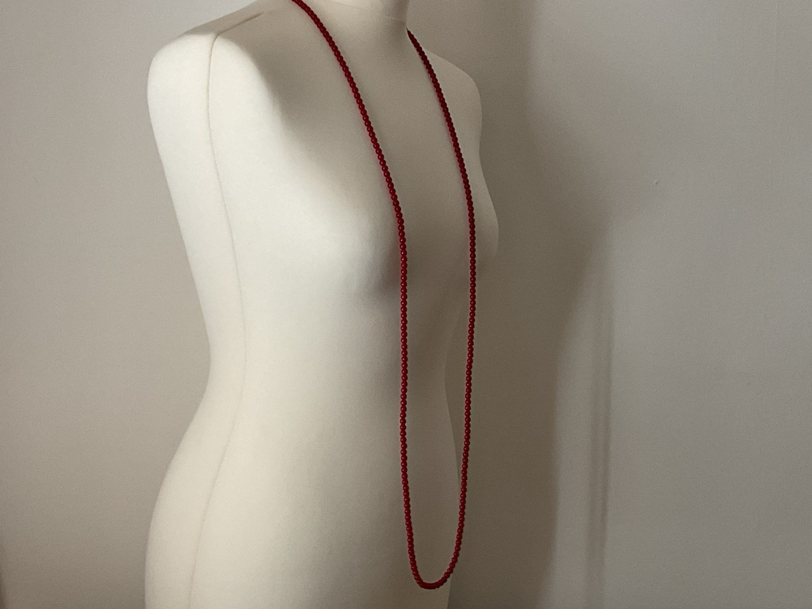 Long Dark Red/Burgundy Beaded Necklace
