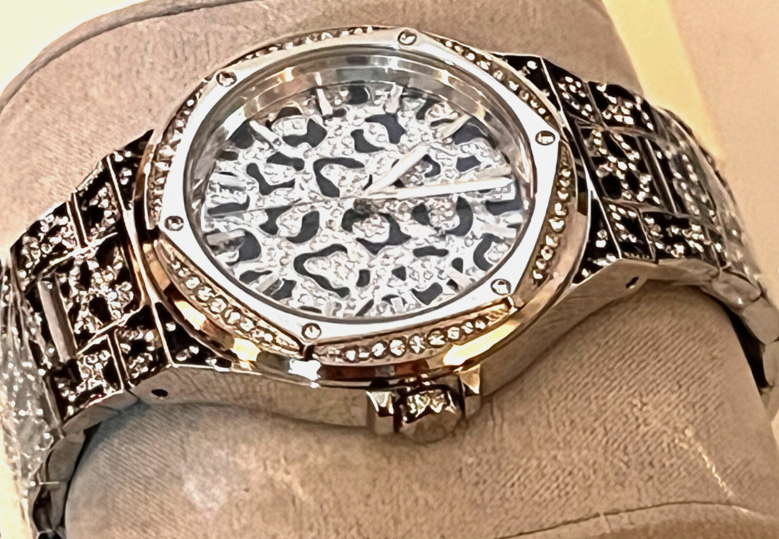 MICHAEL KORS MK7408 Lennox Animal Pavé SILVER-Tone Ladies Watch BNWT G/Box $550