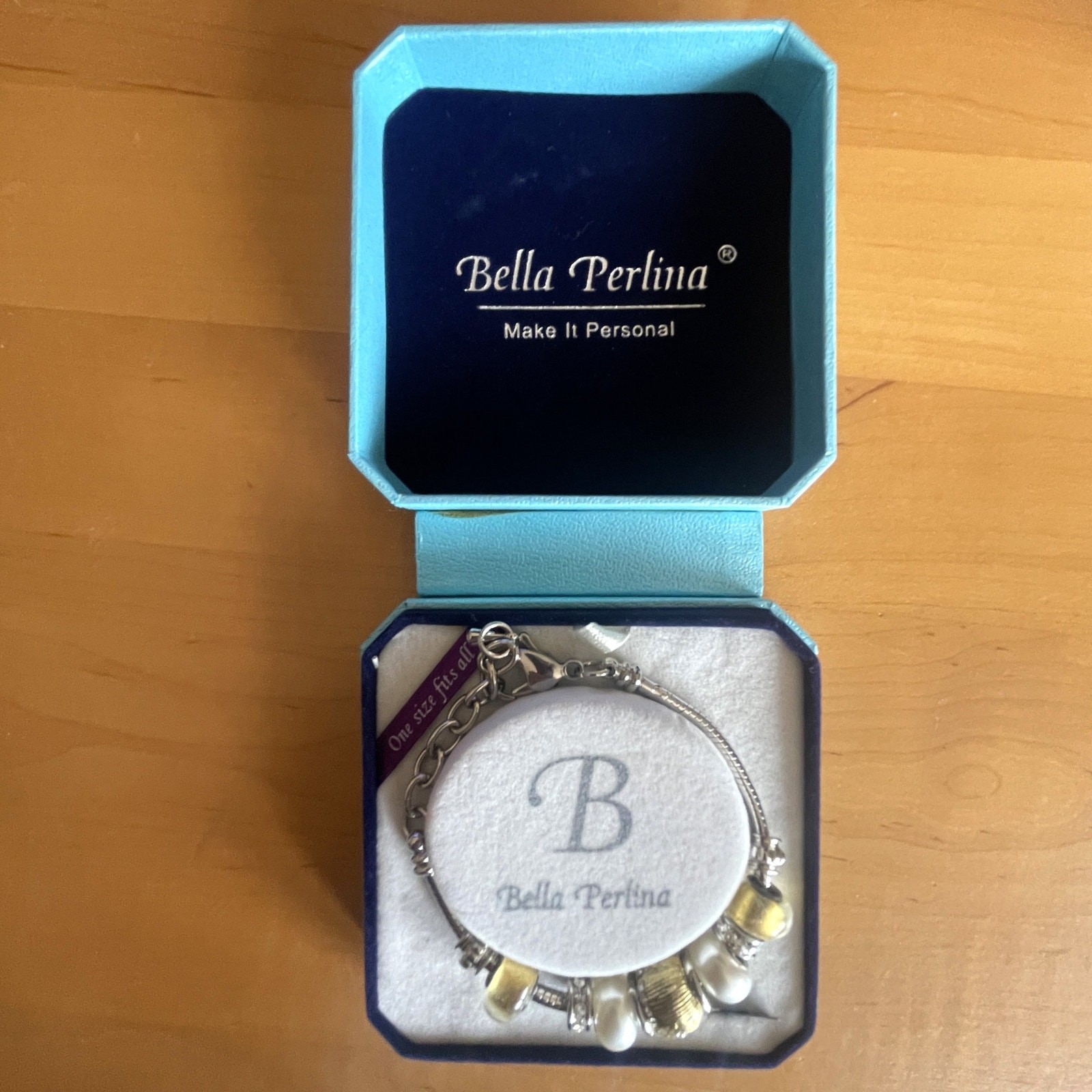 Bella Perlina NEW Gold and Silver Tone Bracelet Charm and Crystal Bead