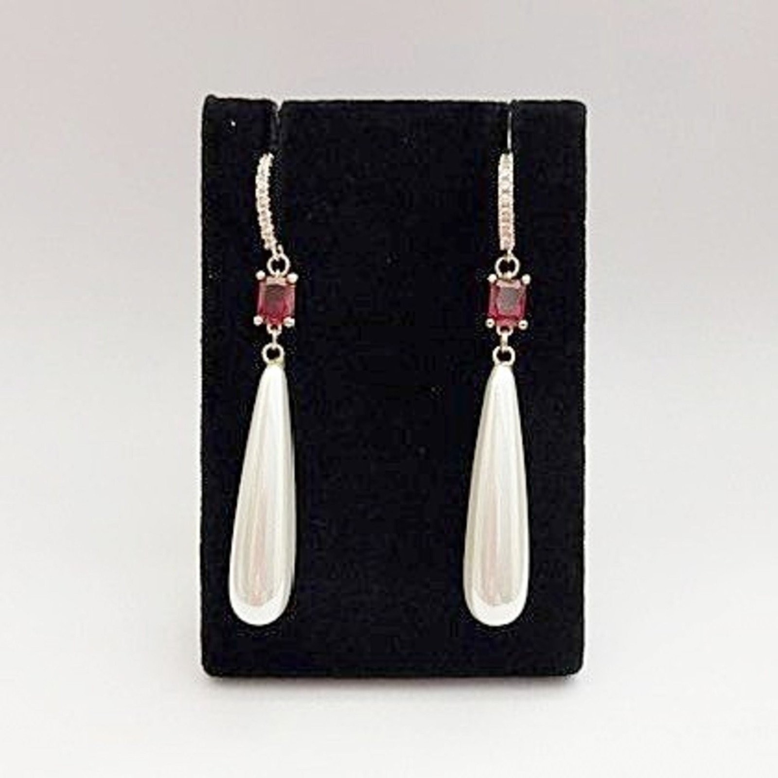 Pearl Teardrop Earrings- C Z Ear wires, 18kt Gold Plate-Lots of Sparkle