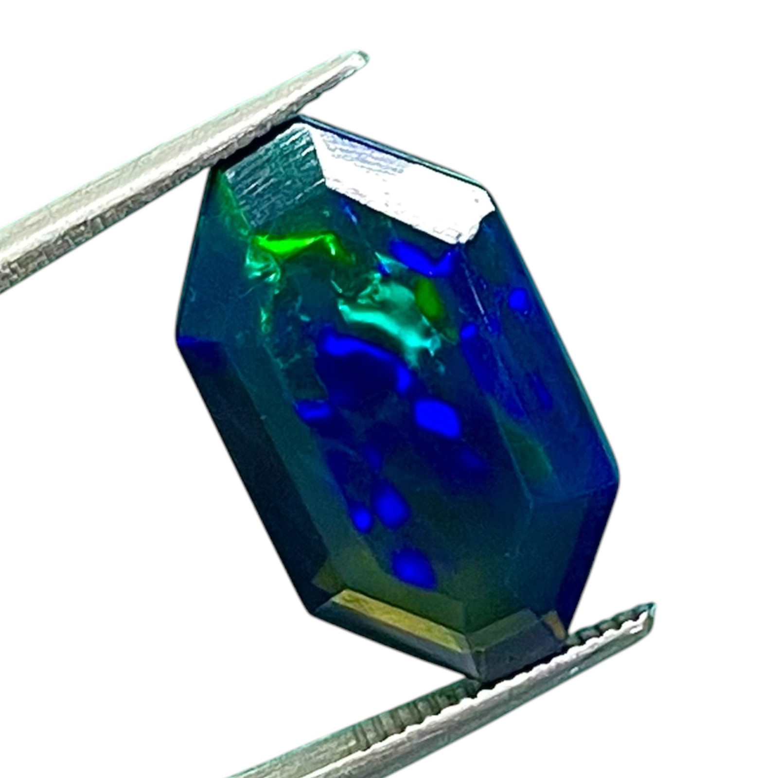 6.50 Cts Natural Ethiopian Black Opal 18x10mm Fancy Cut Multi Flash Gemstone