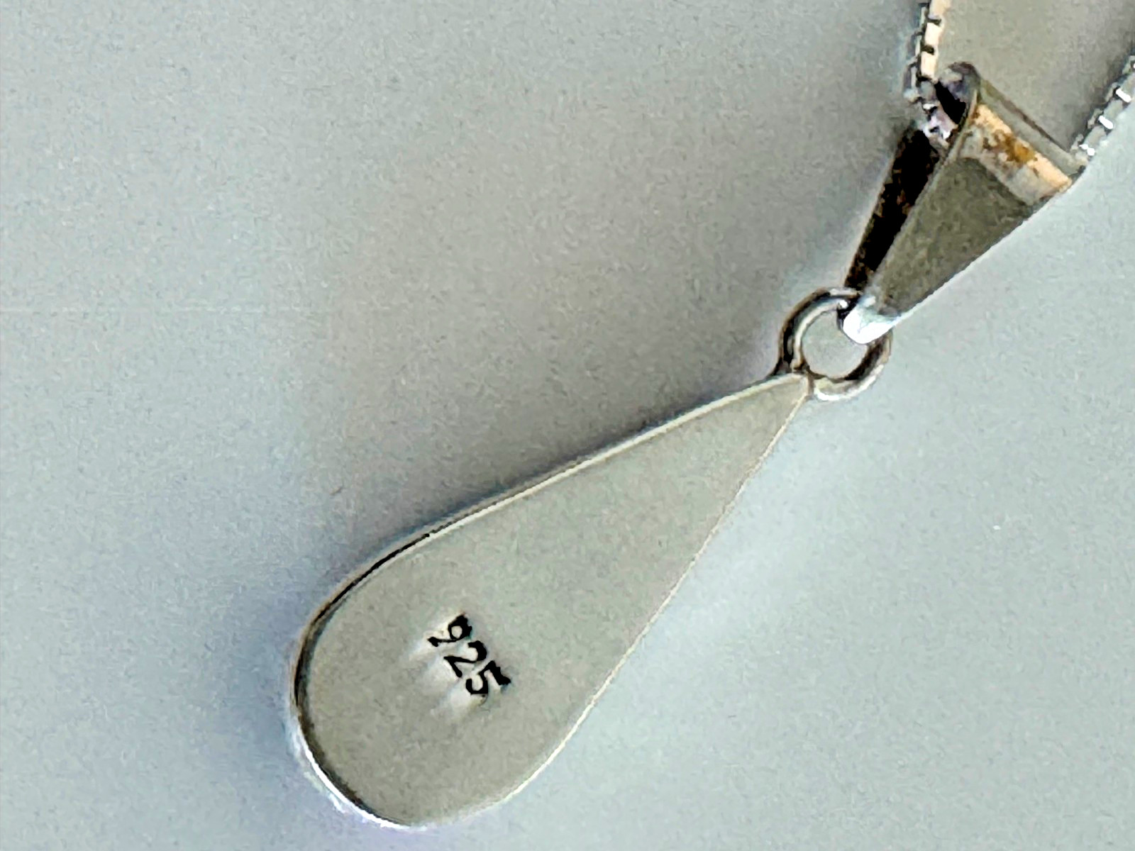 Mosaico Sterling Silver Mosaic Teardrop Pendant W/Chain- dichroic glass/crystal