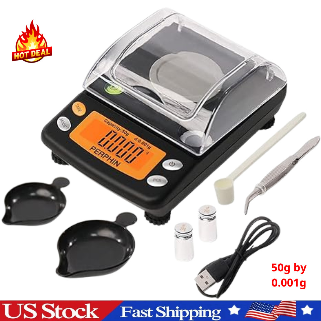 Milligram Scale 50G by 0.001G, Mg Scale USB, Digital Powder Scale, Large LCD Di