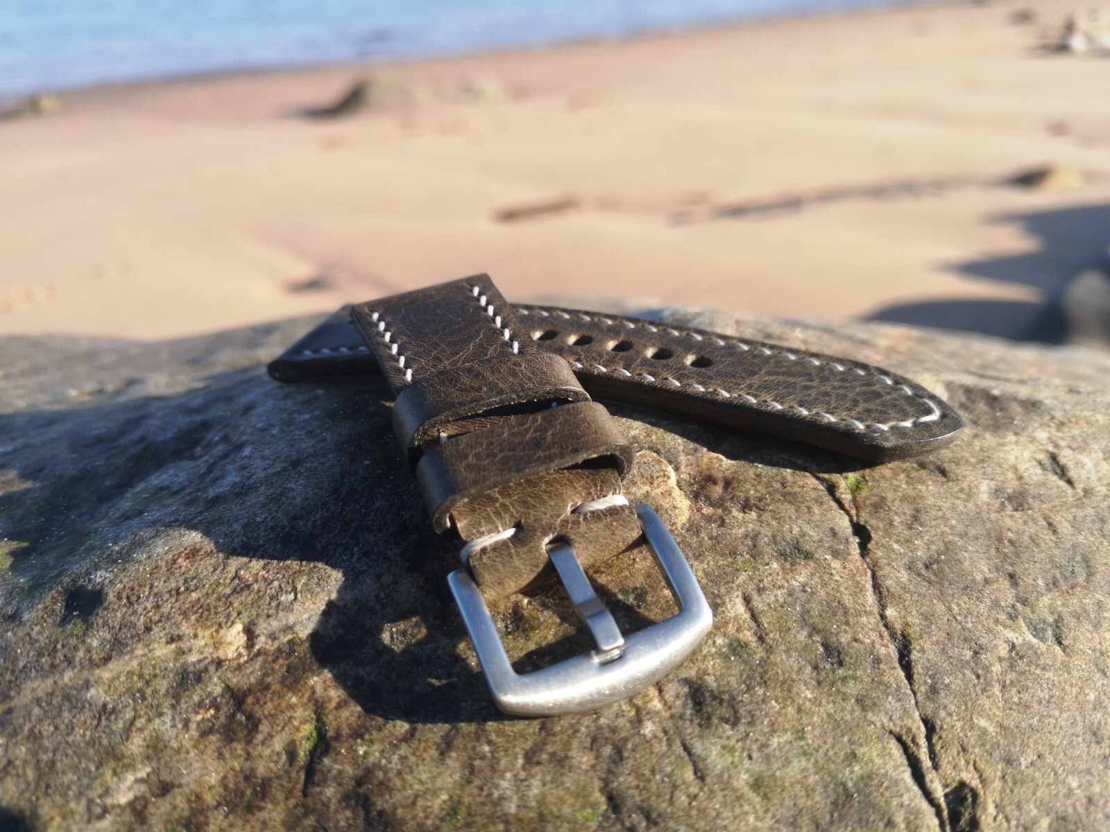 Grey (Elephant) Italian Leather Watch Strap: 18 to 24 mm: Handmade in the UK