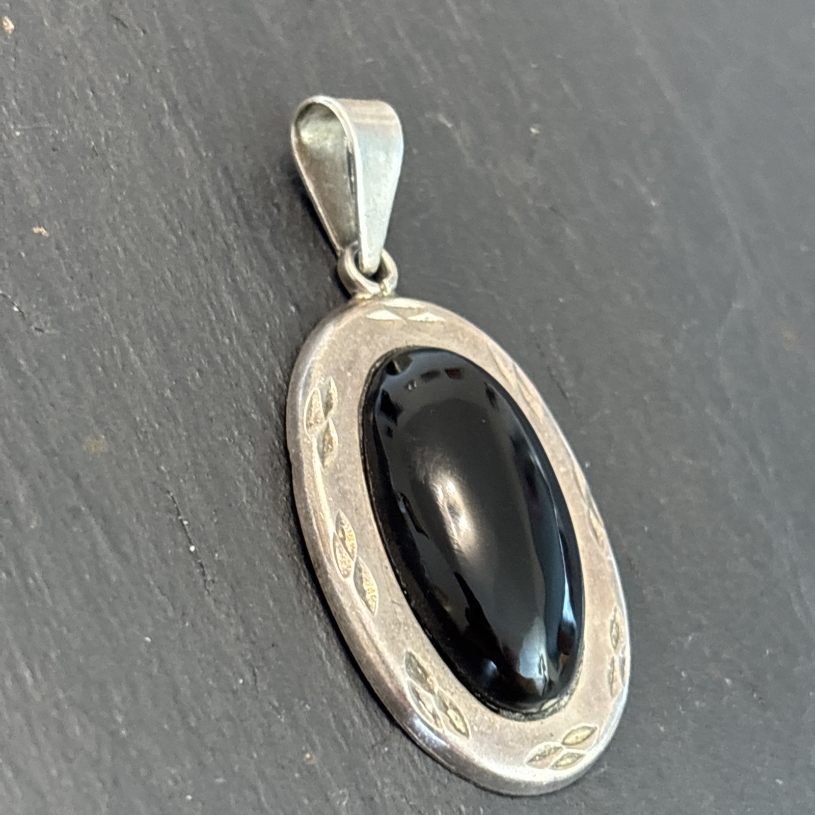 JLR Guadalajara 925 Sterling Silver Art Glass Gem Pendant Statement Vintage 1