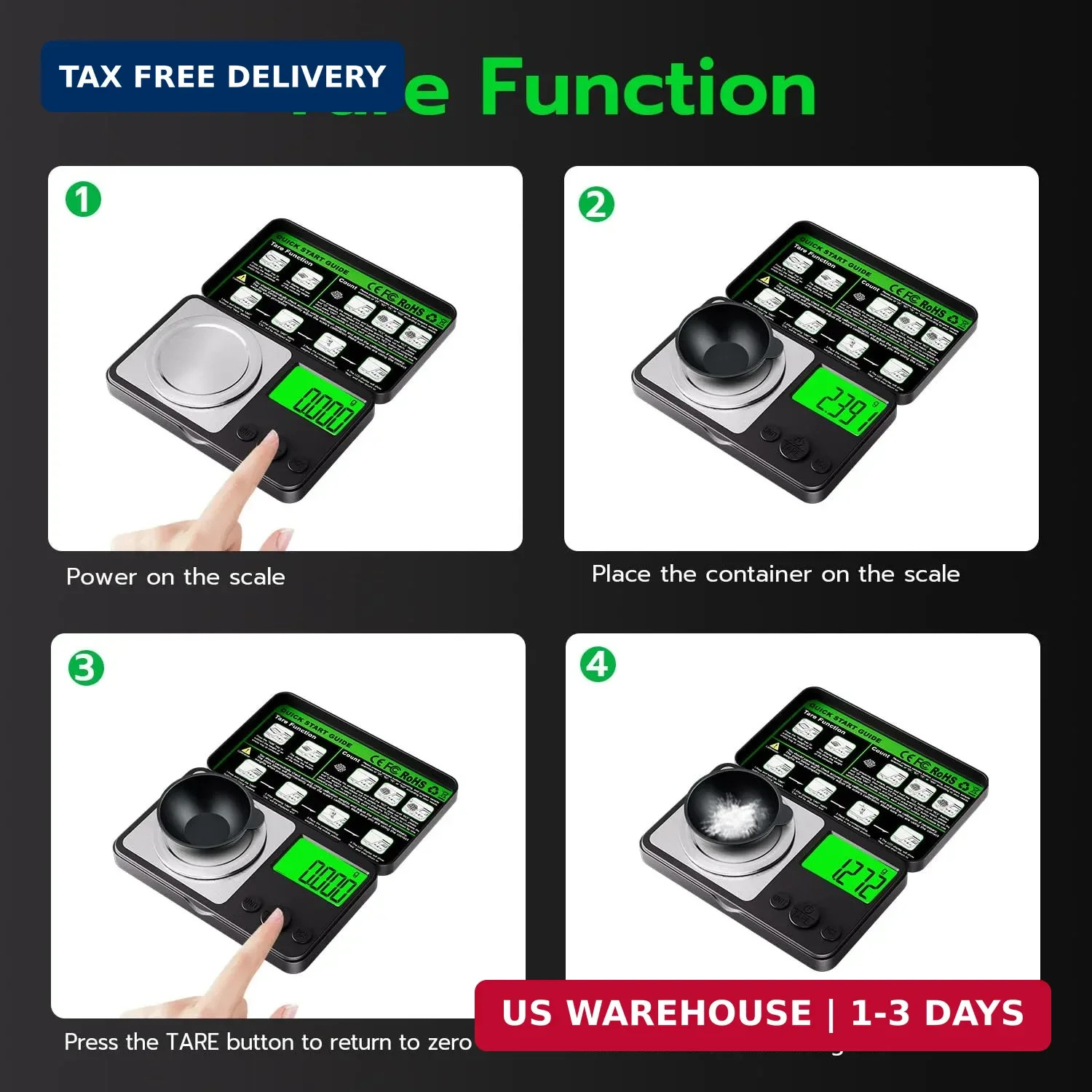 Digital Milligram Scale 50g x 0.001g, Mini Precision Scale with Tare We