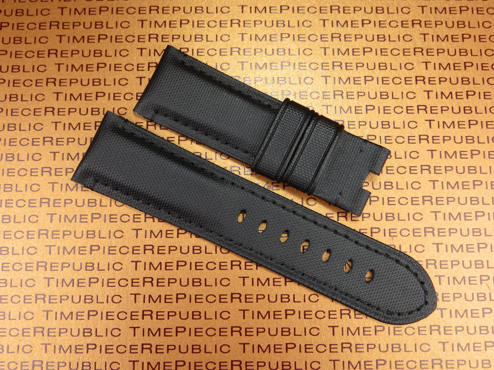 New 24mm PAM Black Leather Kevlar Strap TOILE Fabric Deployment Watch Band 24 mm
